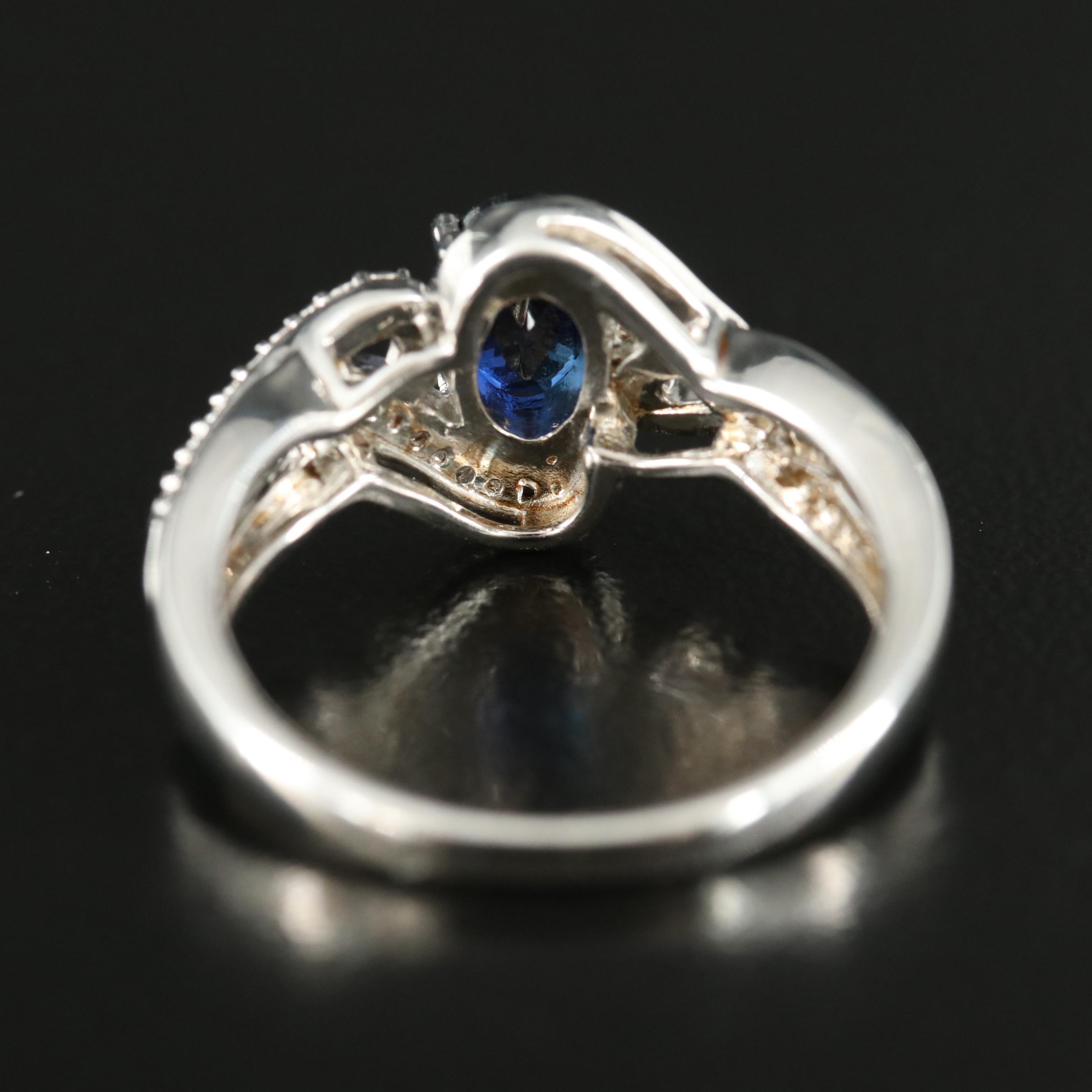 Sterling Sapphire and White Sapphire Ring