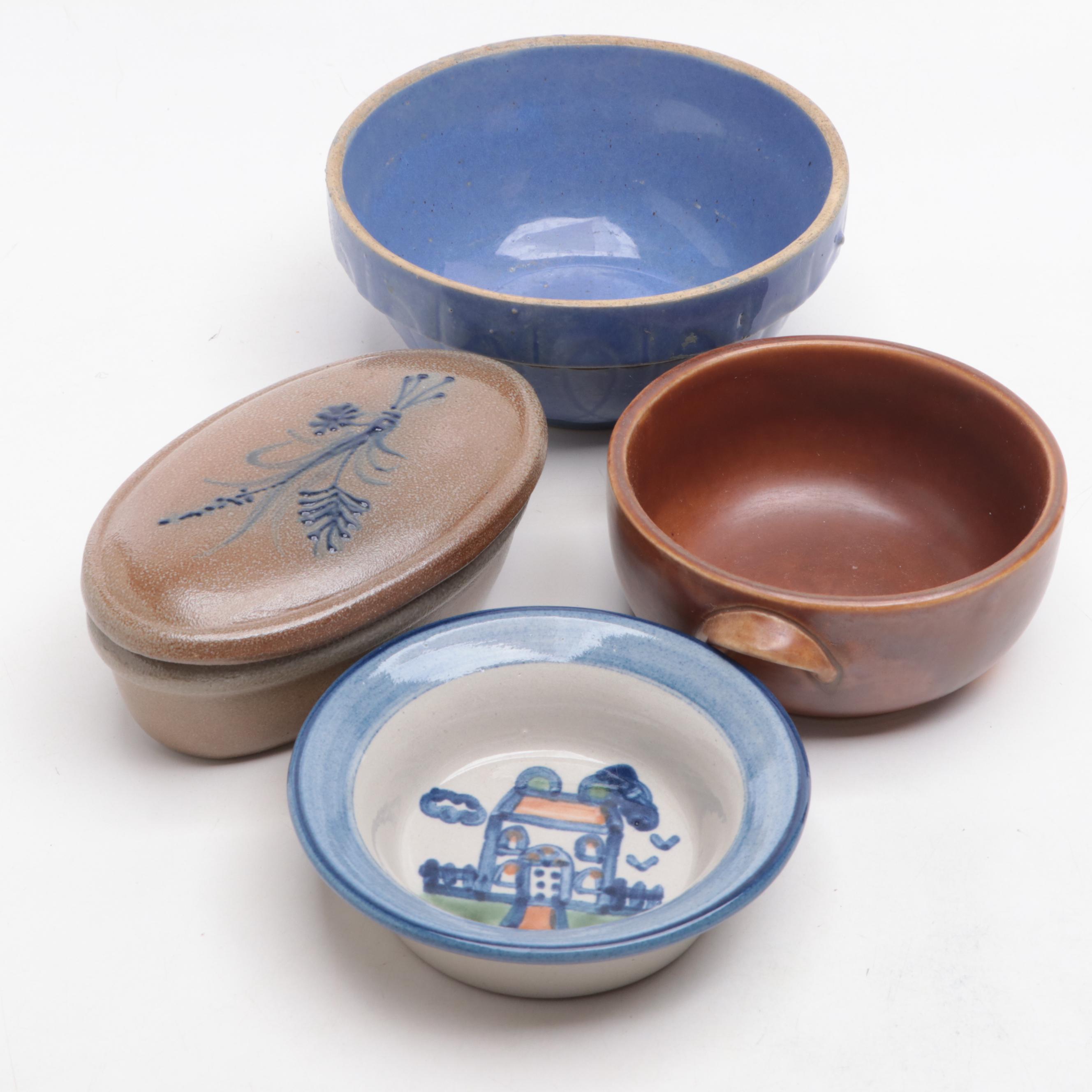Hall Pottery, Wind River with Other Stoneware Bowls, Crock, Figurines and More