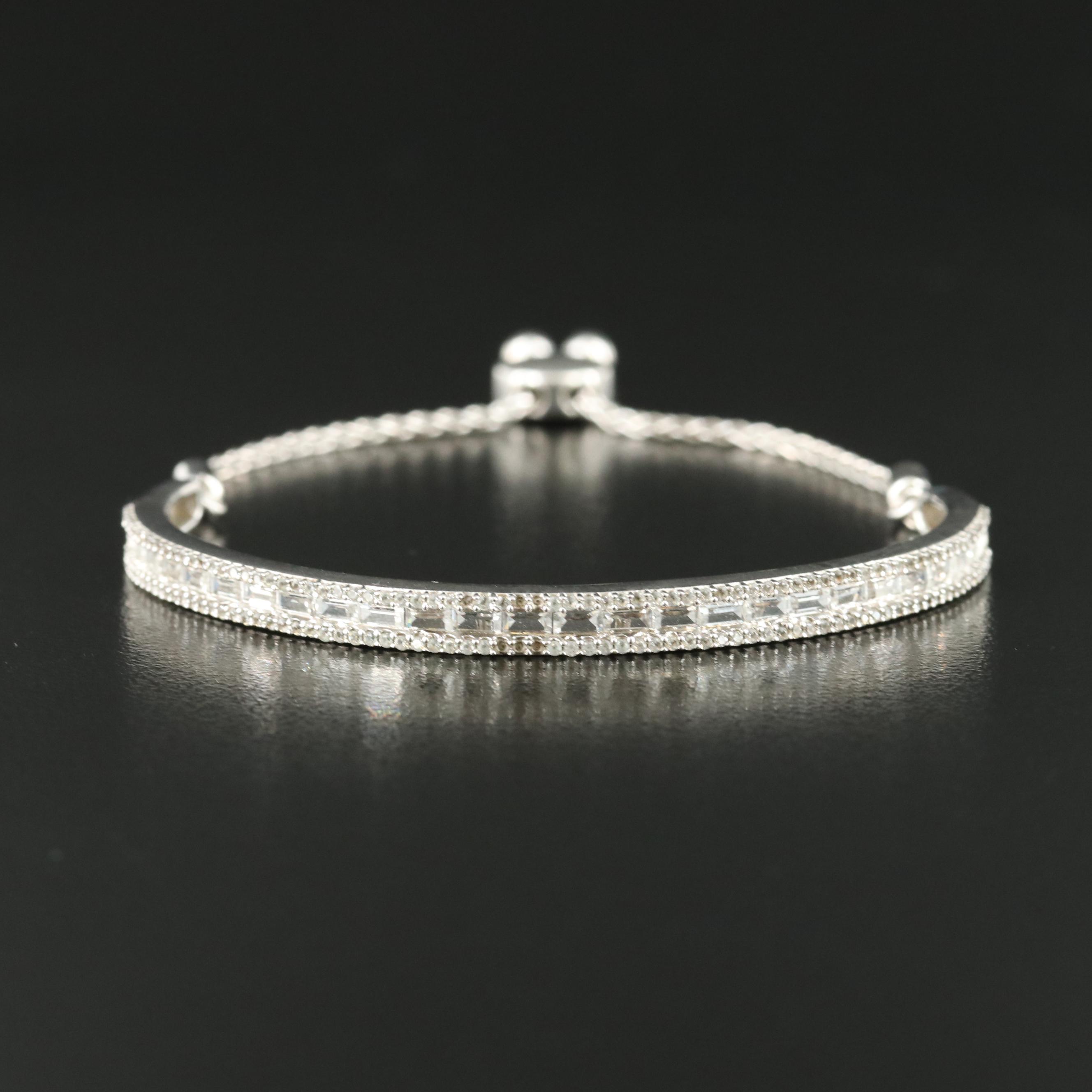 Sterling Sapphire Curved Bar Bolo Bracelet