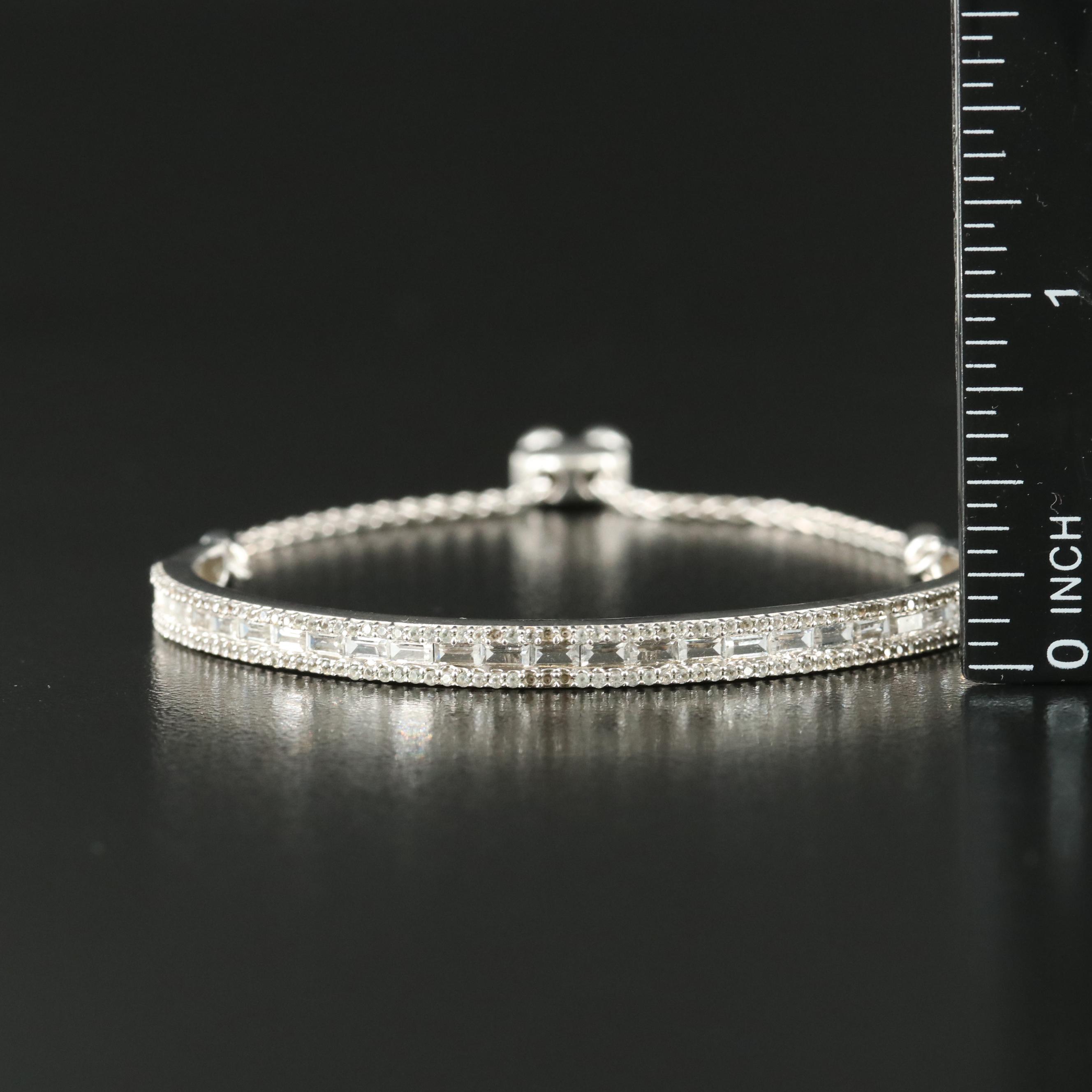 Sterling Sapphire Curved Bar Bolo Bracelet