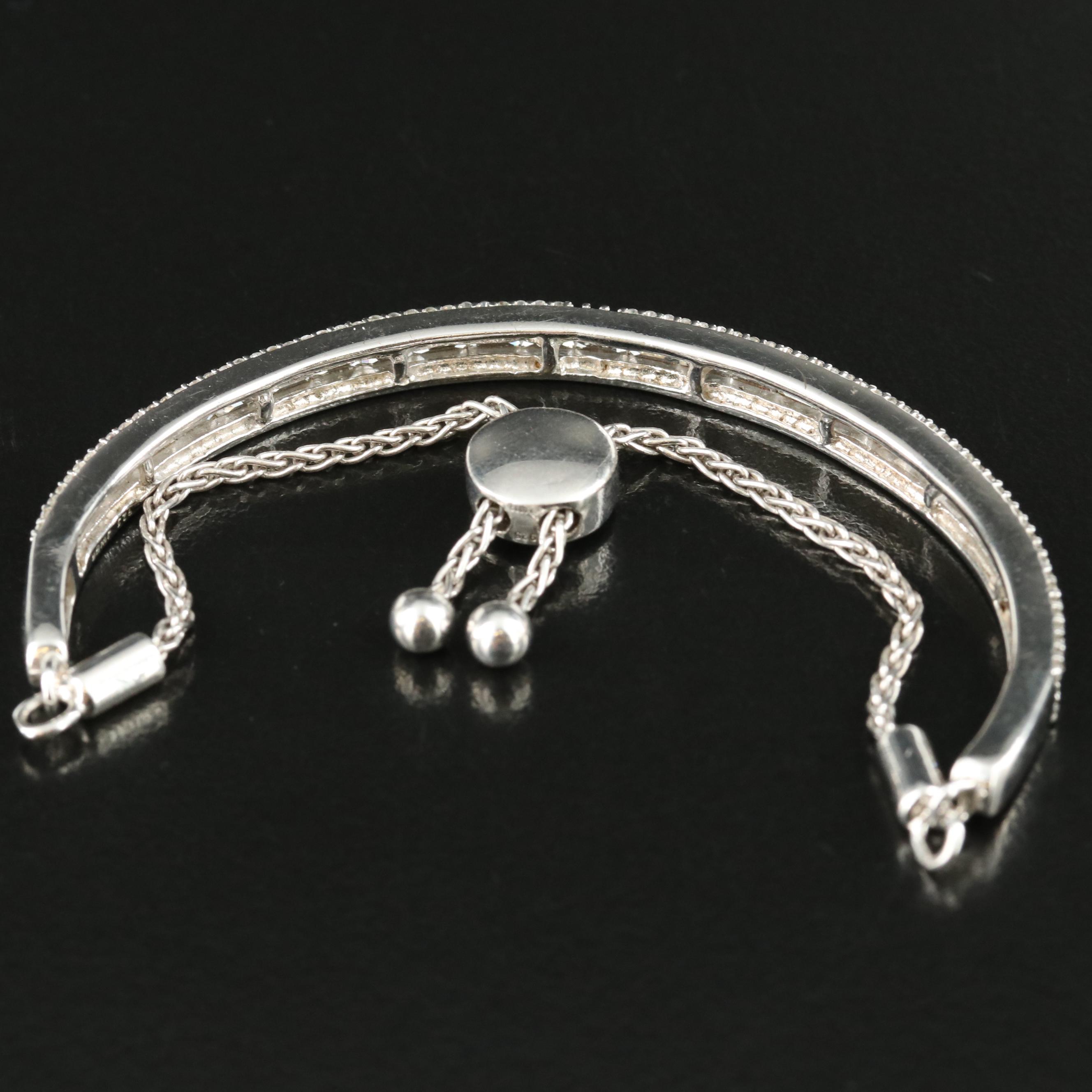 Sterling Sapphire Curved Bar Bolo Bracelet