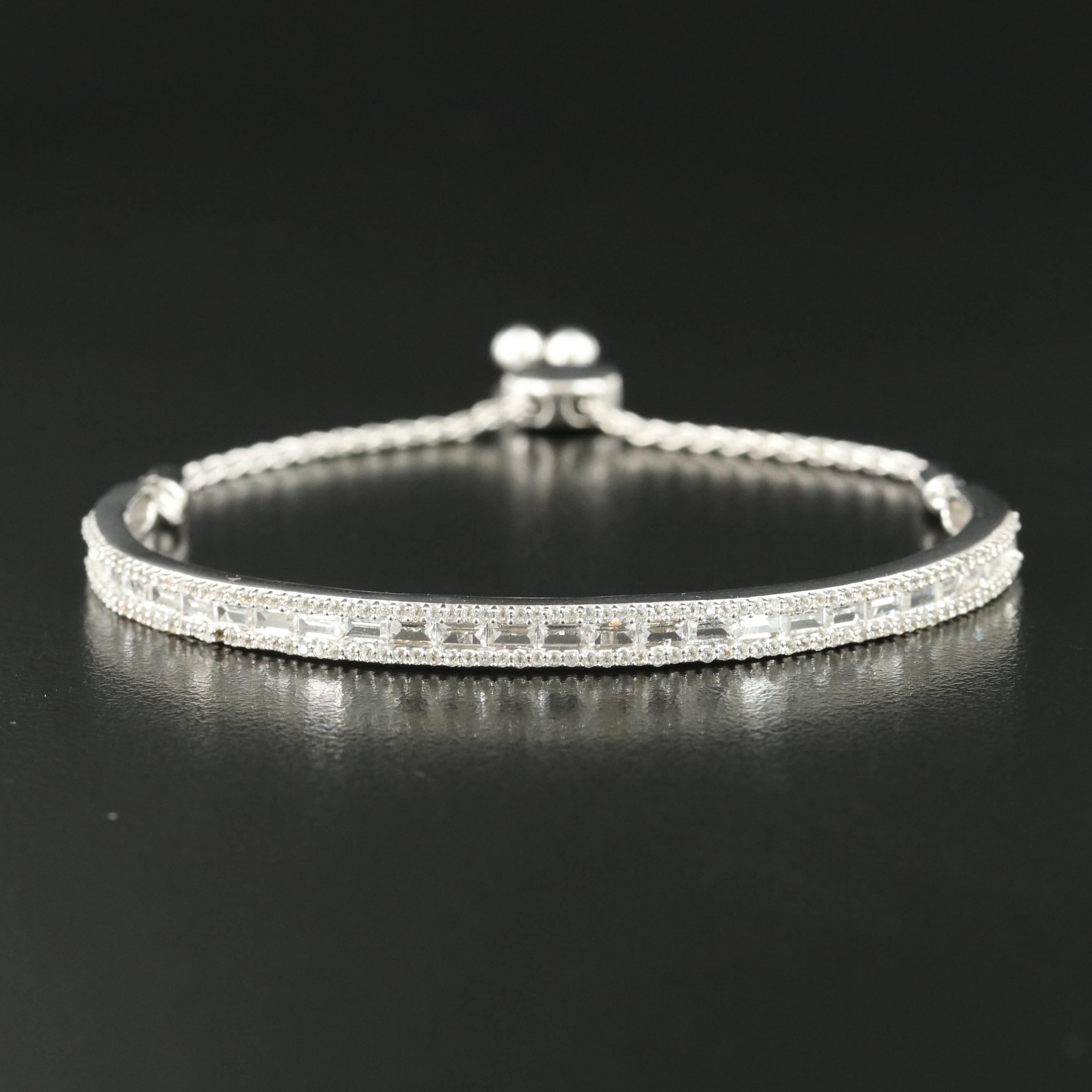 Sterling Sapphire Curved Bar Bolo Bracelet