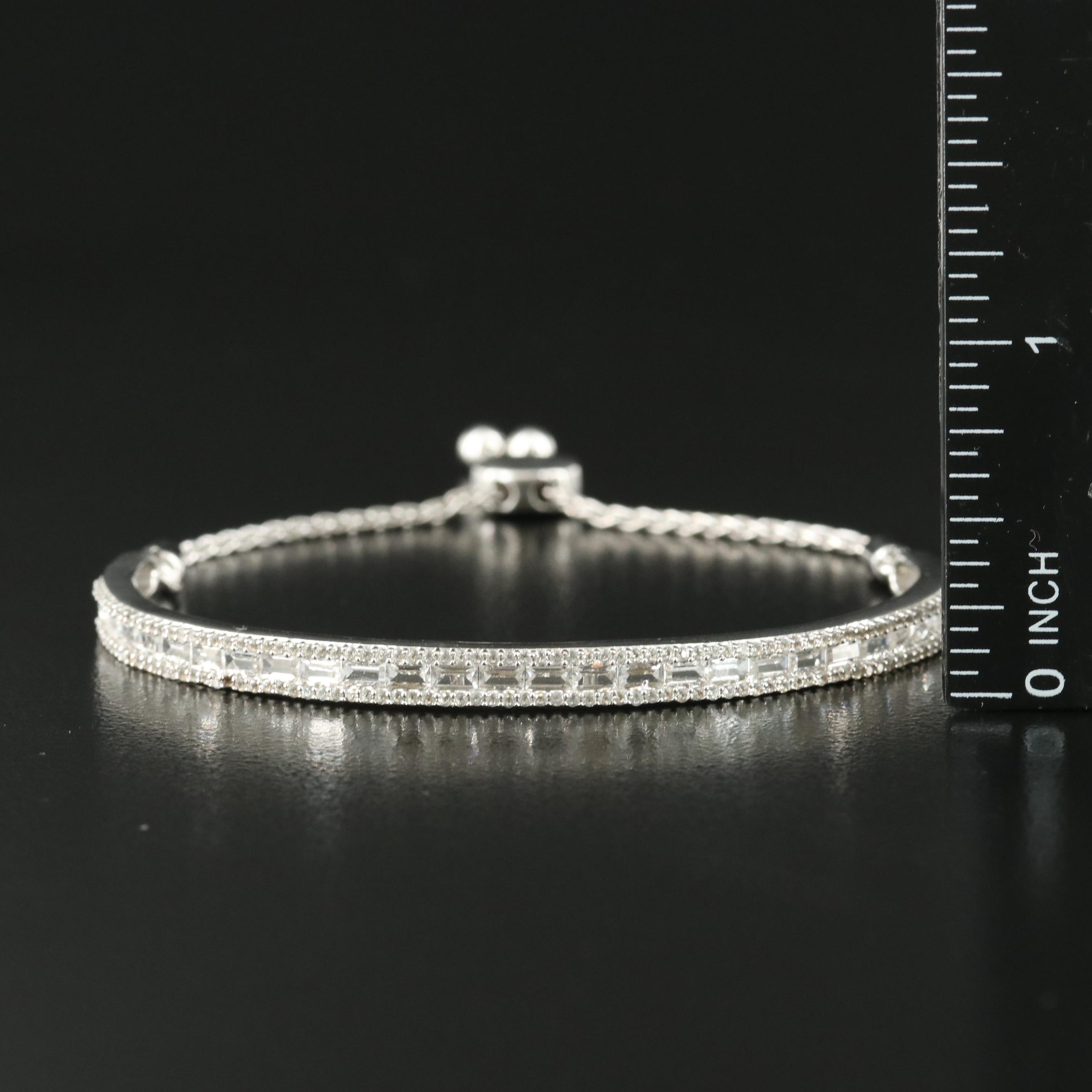 Sterling Sapphire Curved Bar Bolo Bracelet