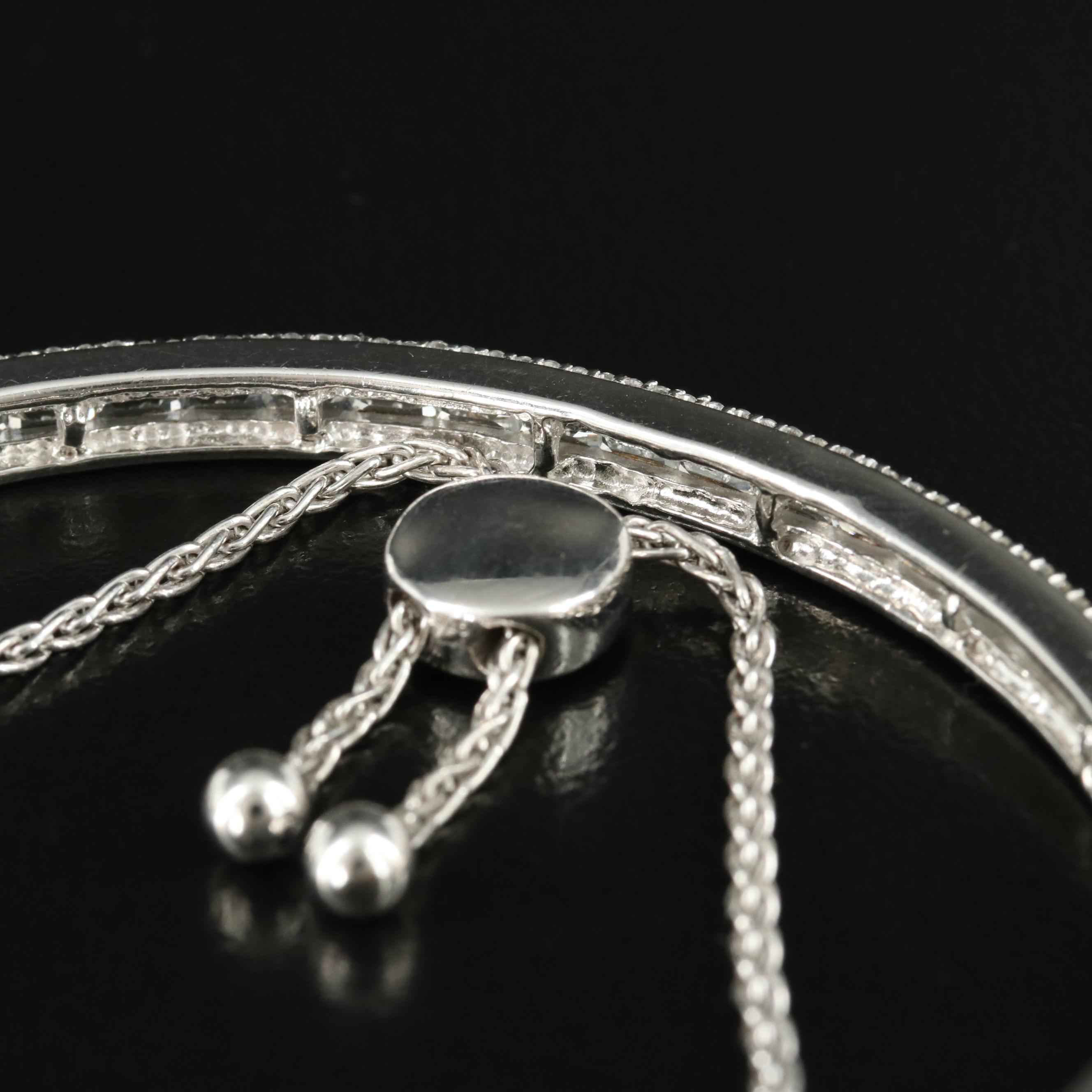 Sterling Sapphire Curved Bar Bolo Bracelet