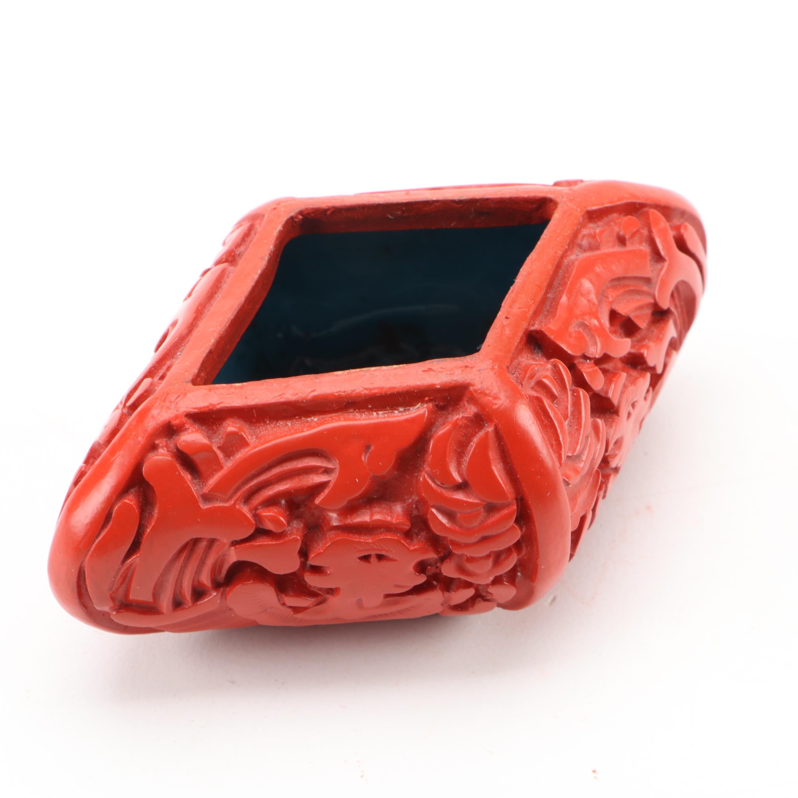 Chinese Carved Faux Cinnabar Boxes