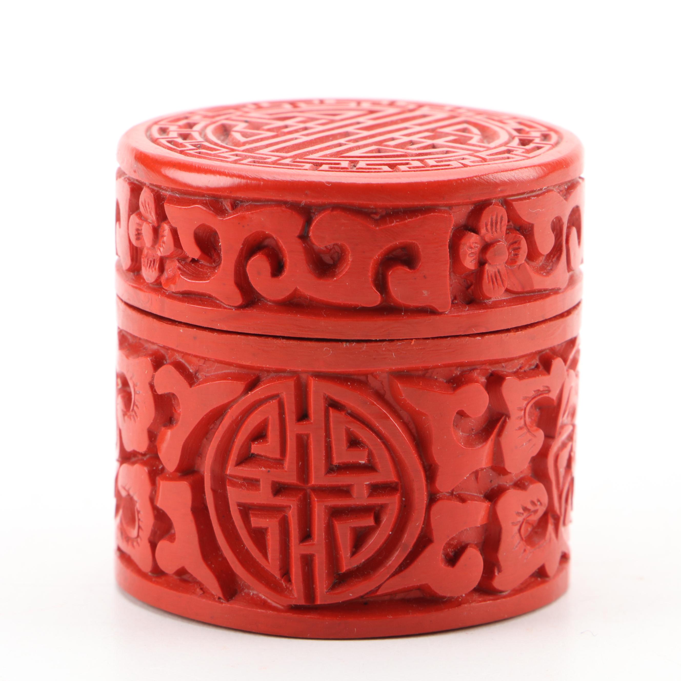 Chinese Carved Faux Cinnabar Boxes