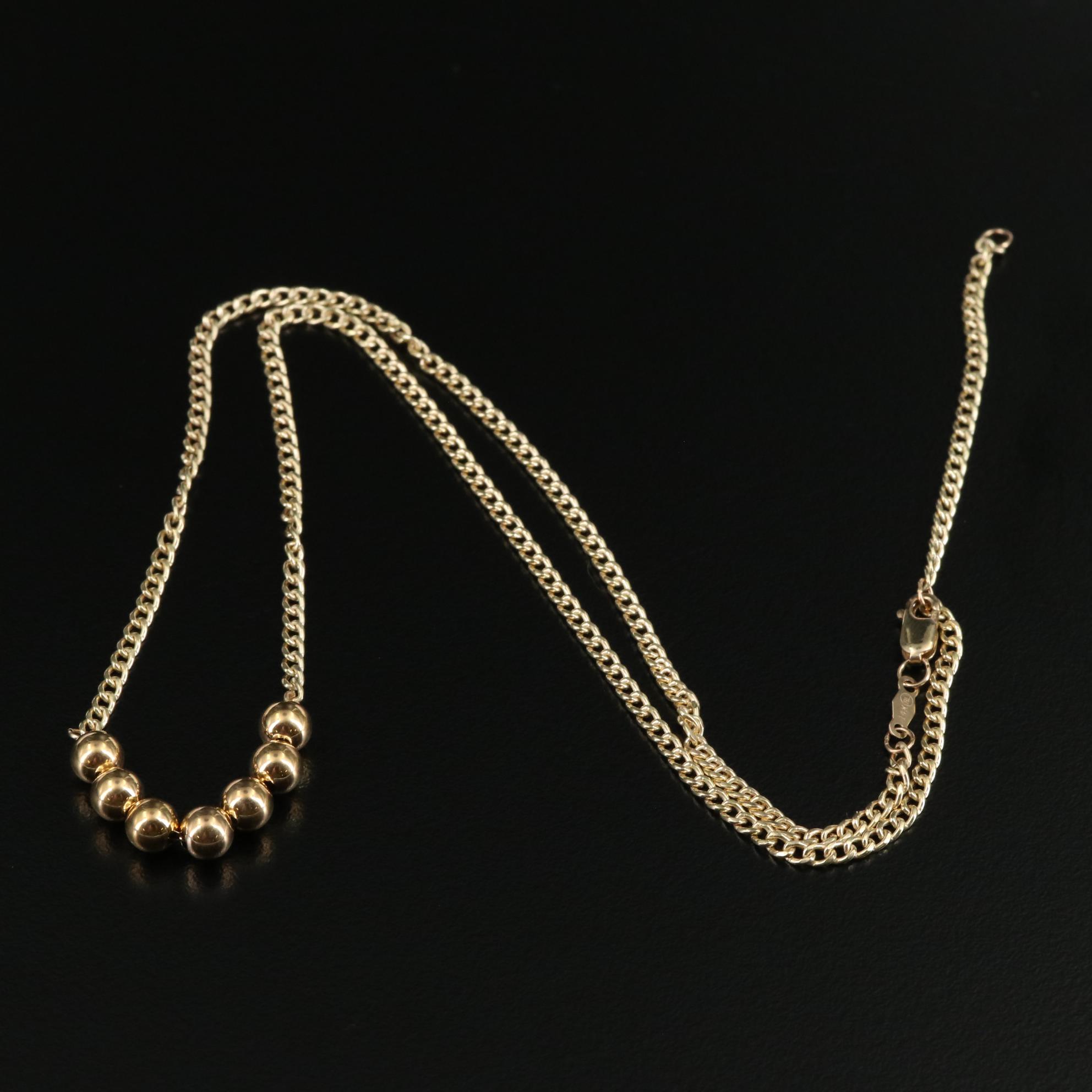 14K Stationary Beads Necklace