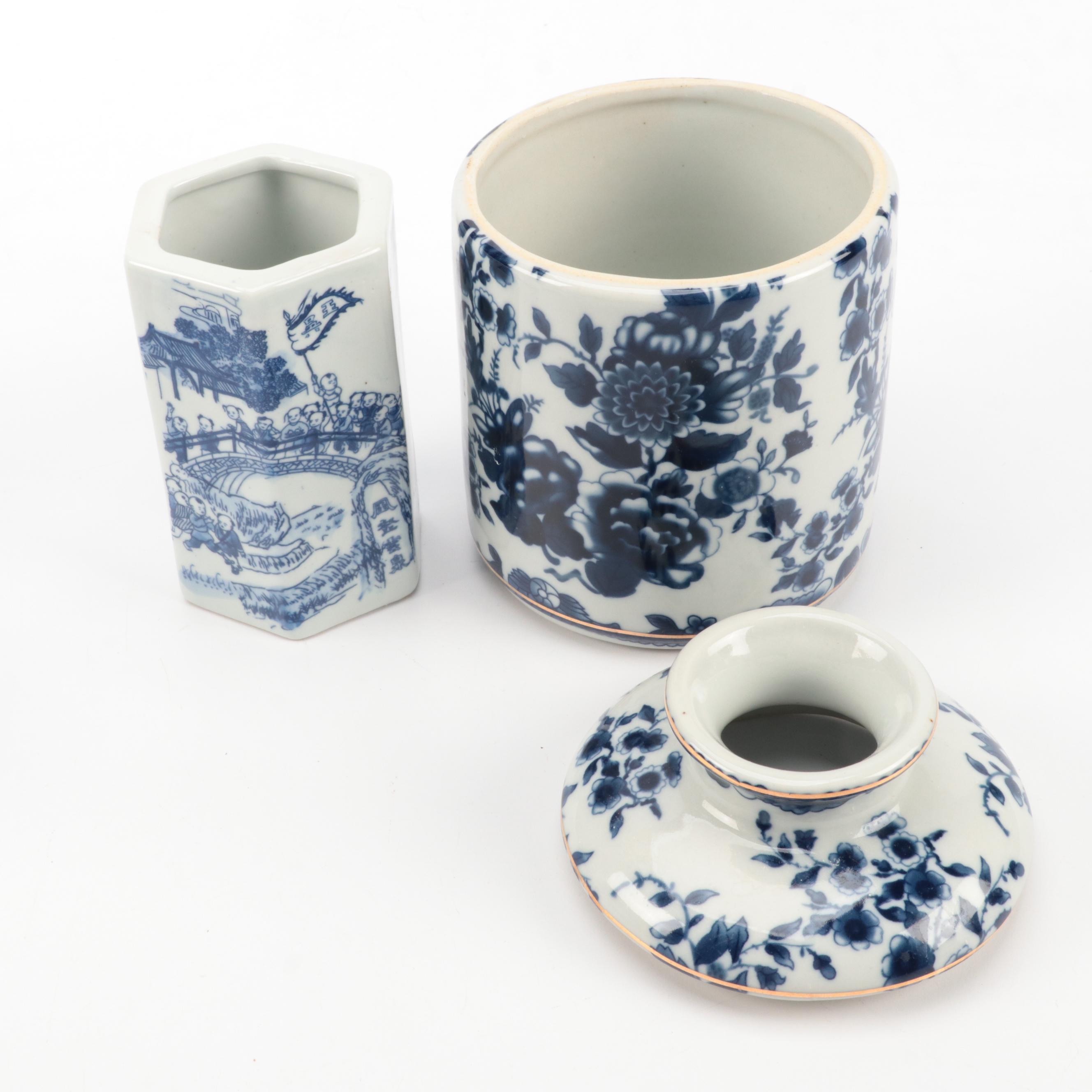 Royal Copenhagen Blue Fluted Porcelain Bud Vase with Other Porcelain