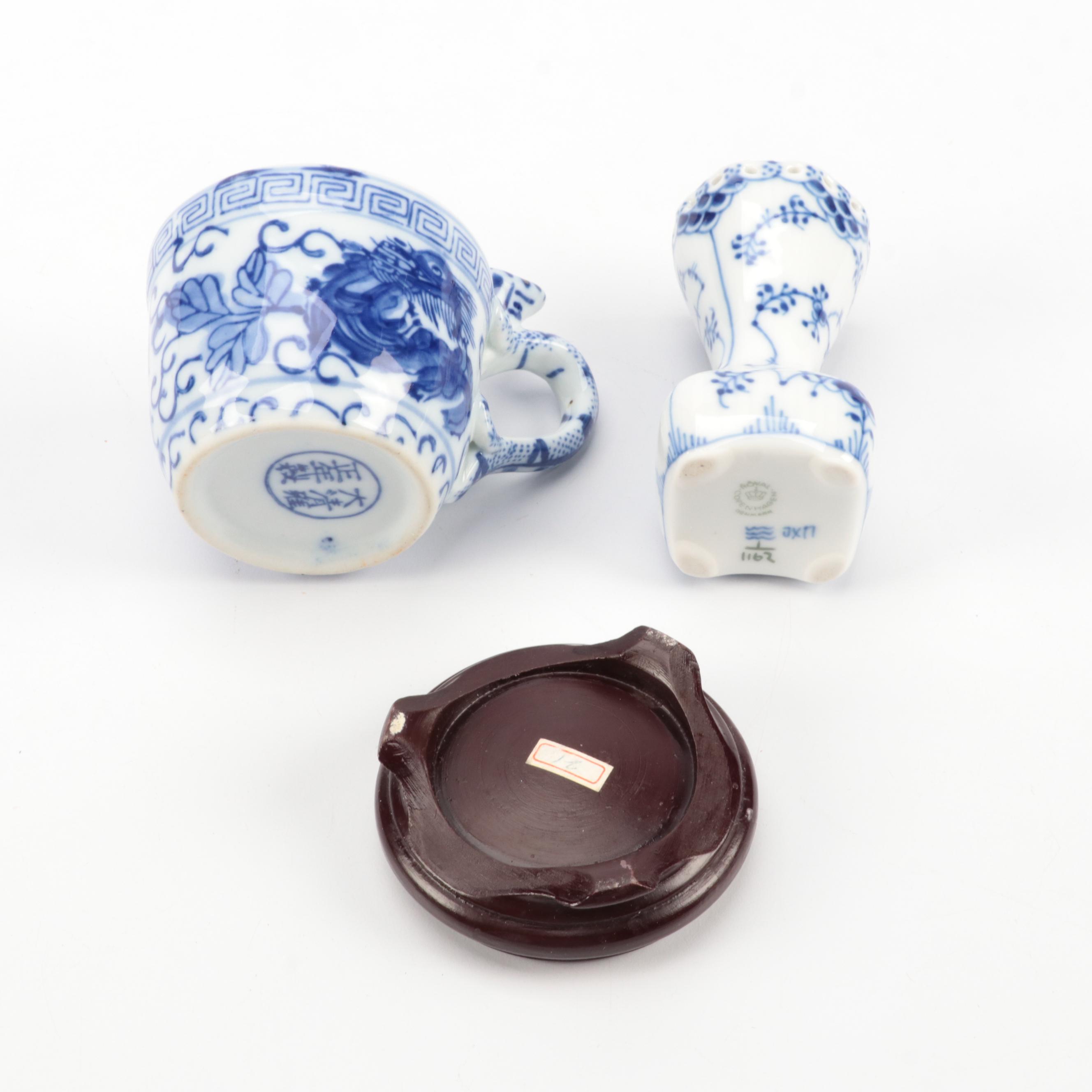 Royal Copenhagen Blue Fluted Porcelain Bud Vase with Other Porcelain