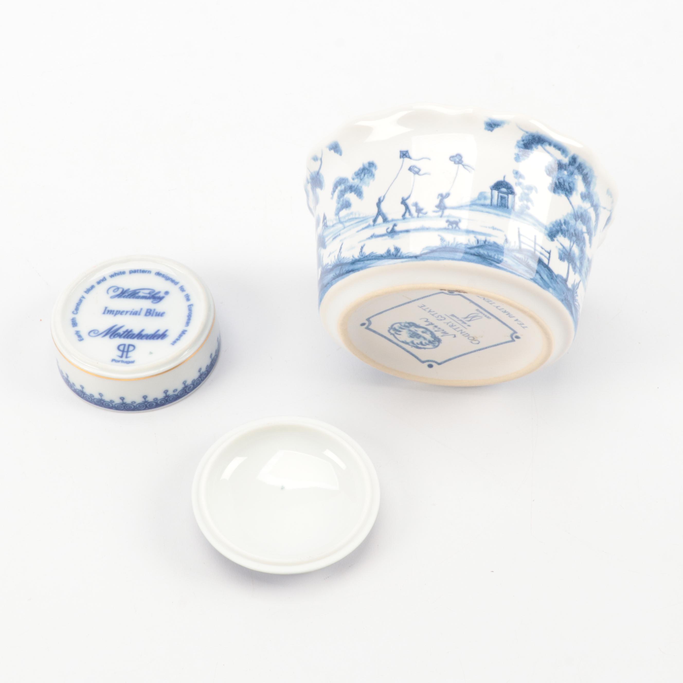 Royal Copenhagen Blue Fluted Porcelain Bud Vase with Other Porcelain