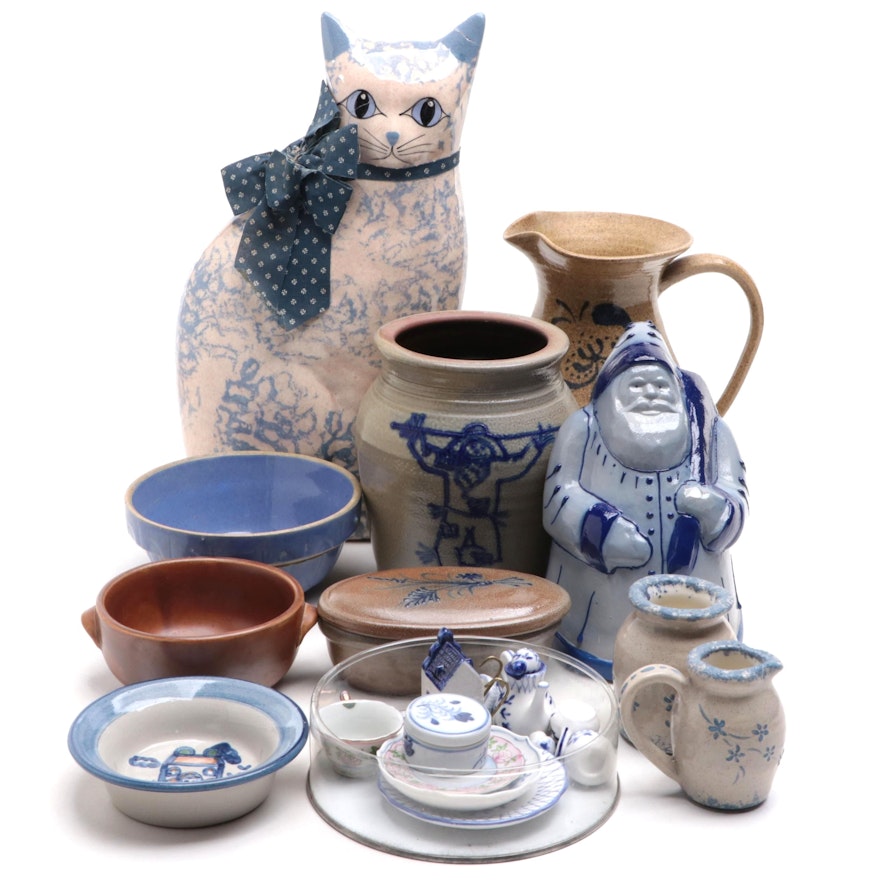 Hall Pottery, Wind River with Other Stoneware Bowls, Crock, Figurines and More
