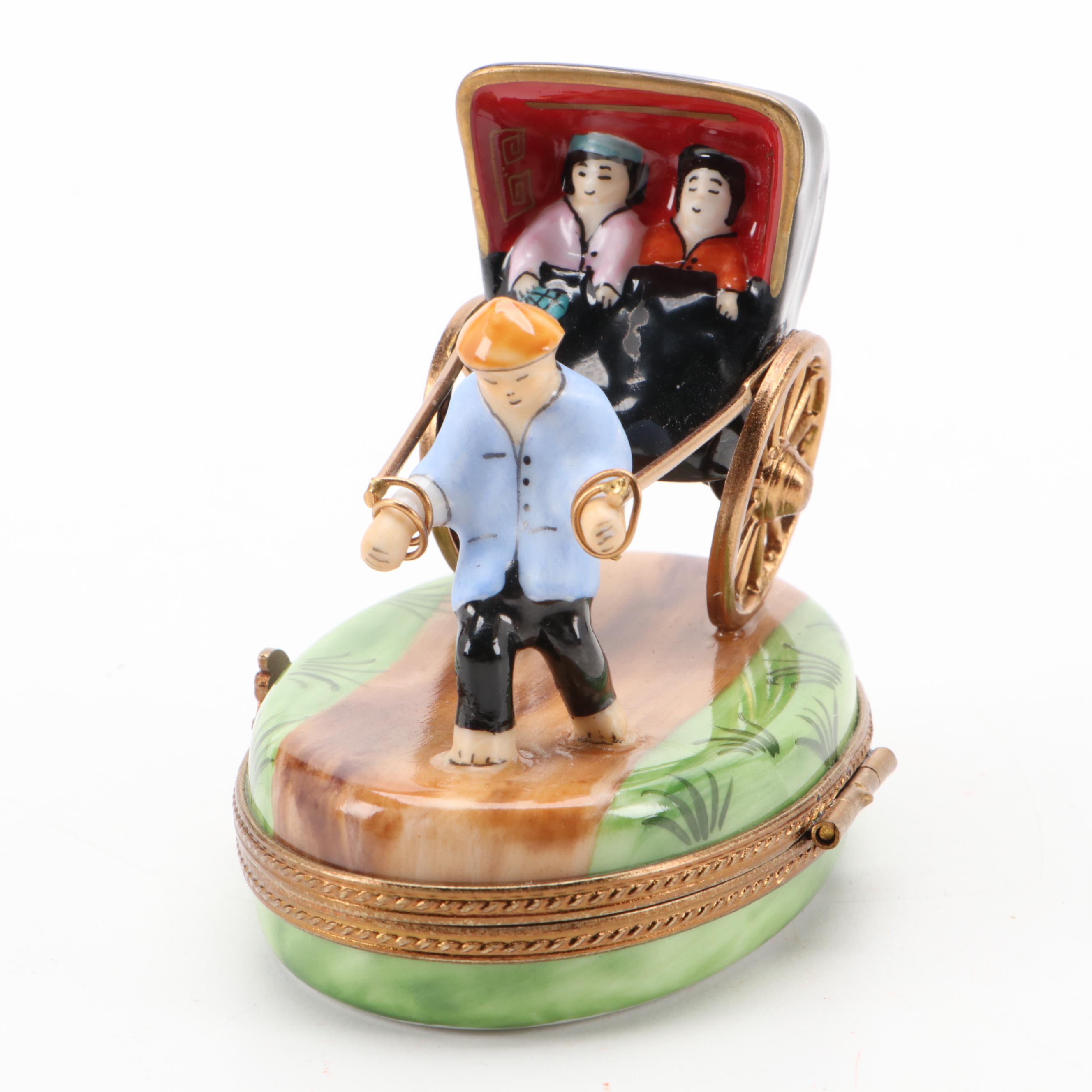 Limoges Rochard and Raynaud Chinoiserie Porcelain Trinket Boxes