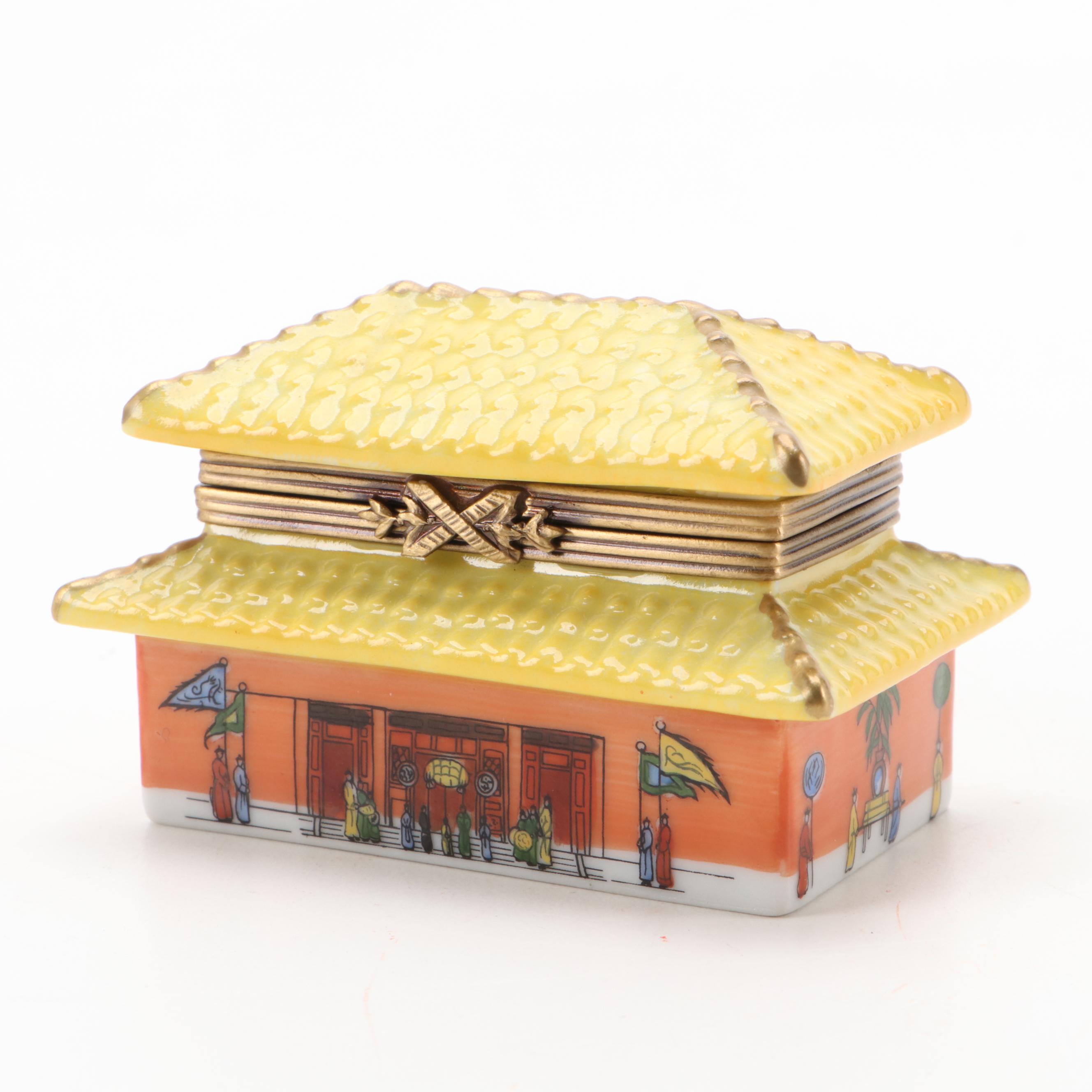 Limoges Rochard and Raynaud Chinoiserie Porcelain Trinket Boxes