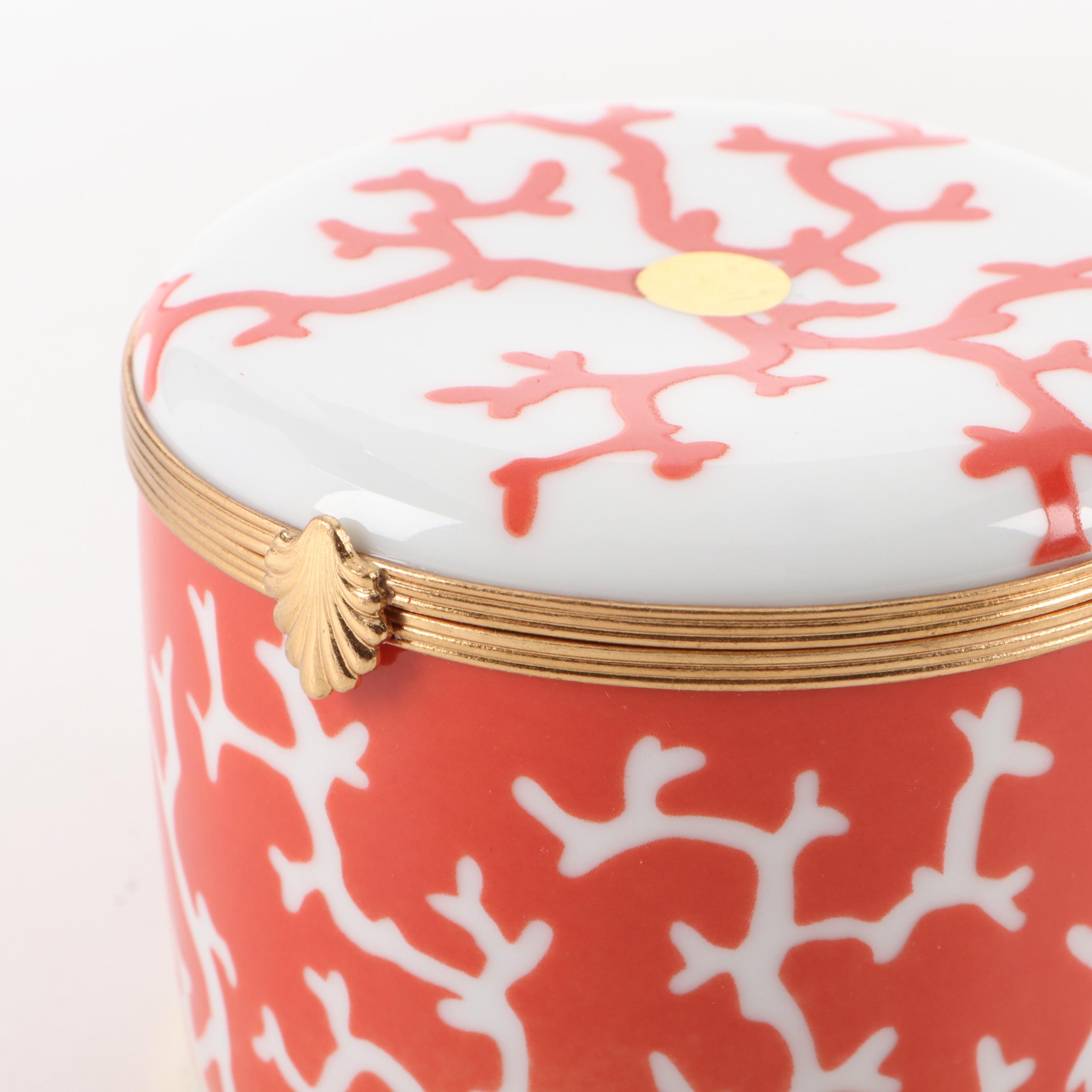 Limoges Rochard and Raynaud Chinoiserie Porcelain Trinket Boxes