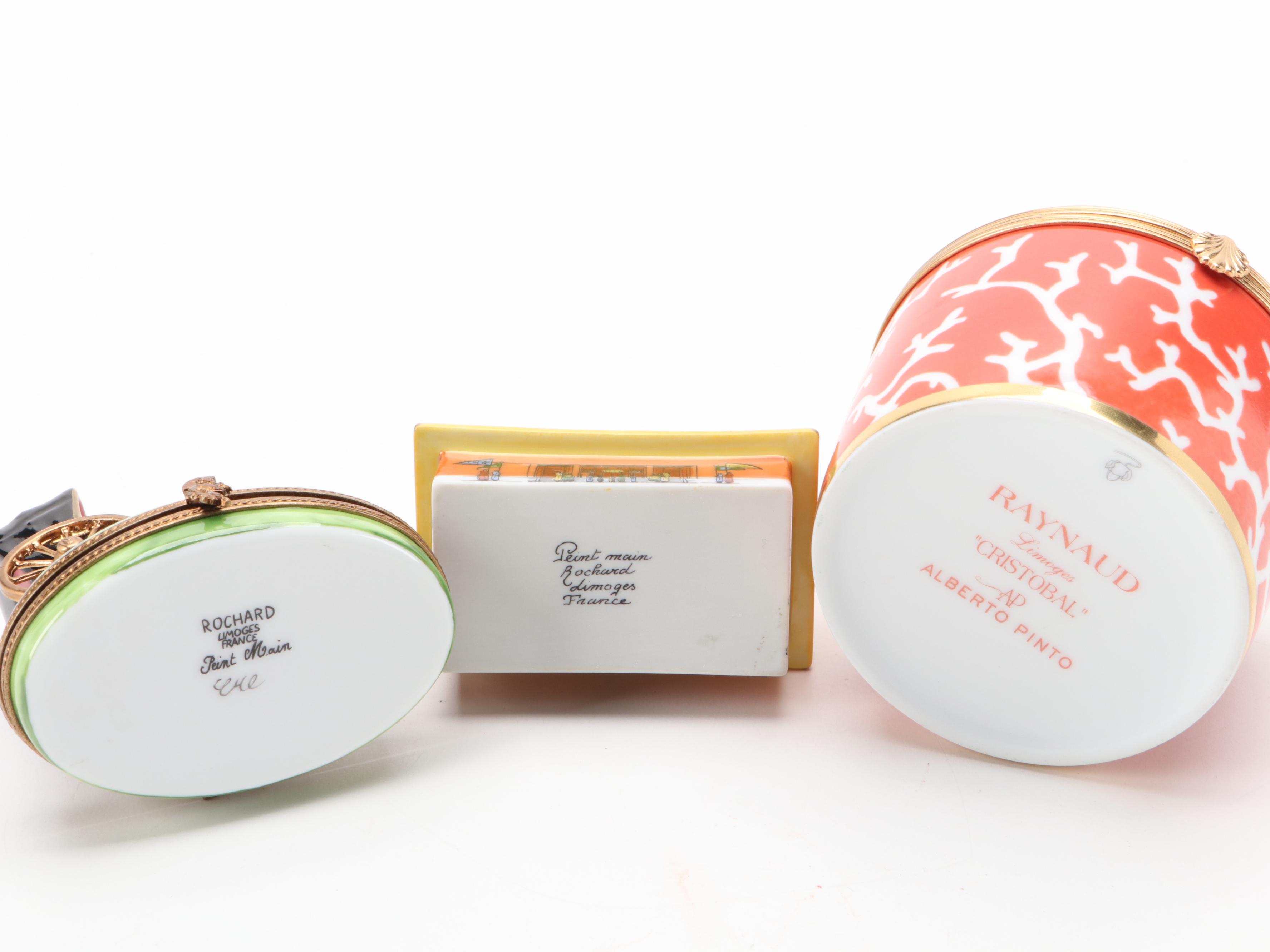 Limoges Rochard and Raynaud Chinoiserie Porcelain Trinket Boxes