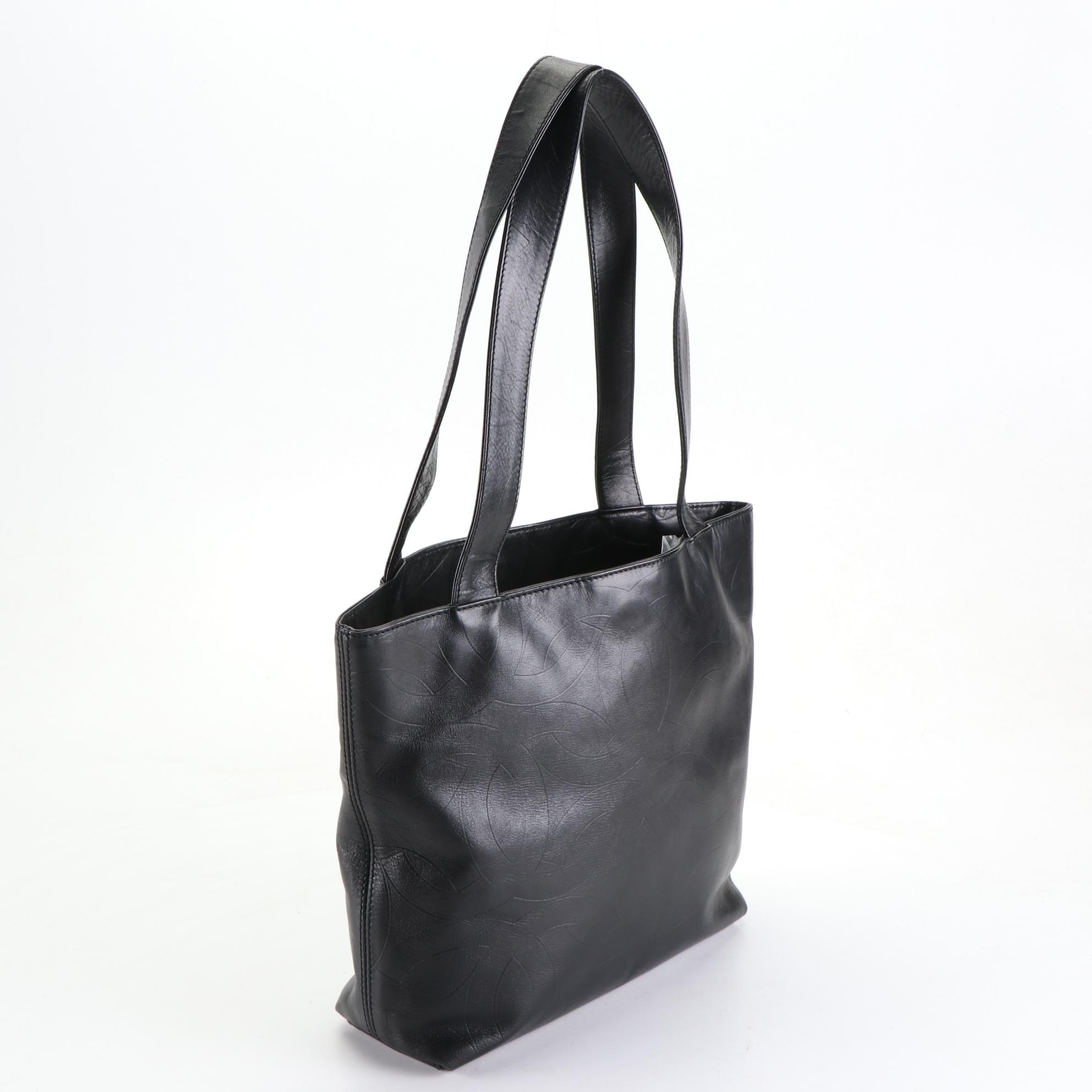 Chanel Embossed Leather Shoulder Tote Bag