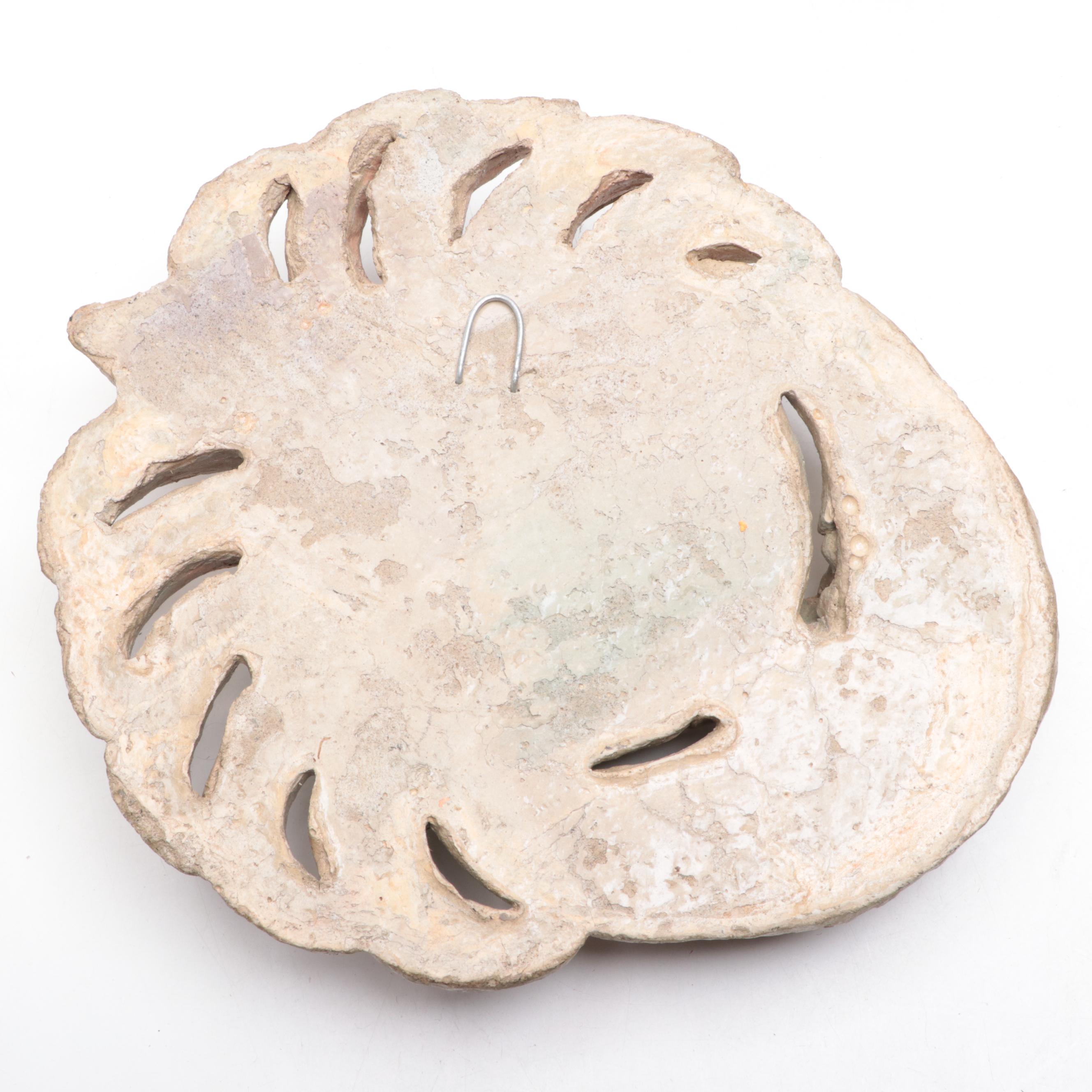 Artist Signed Earthenware Sun and Moon Wall Plaque with Enesco Electronic Figure