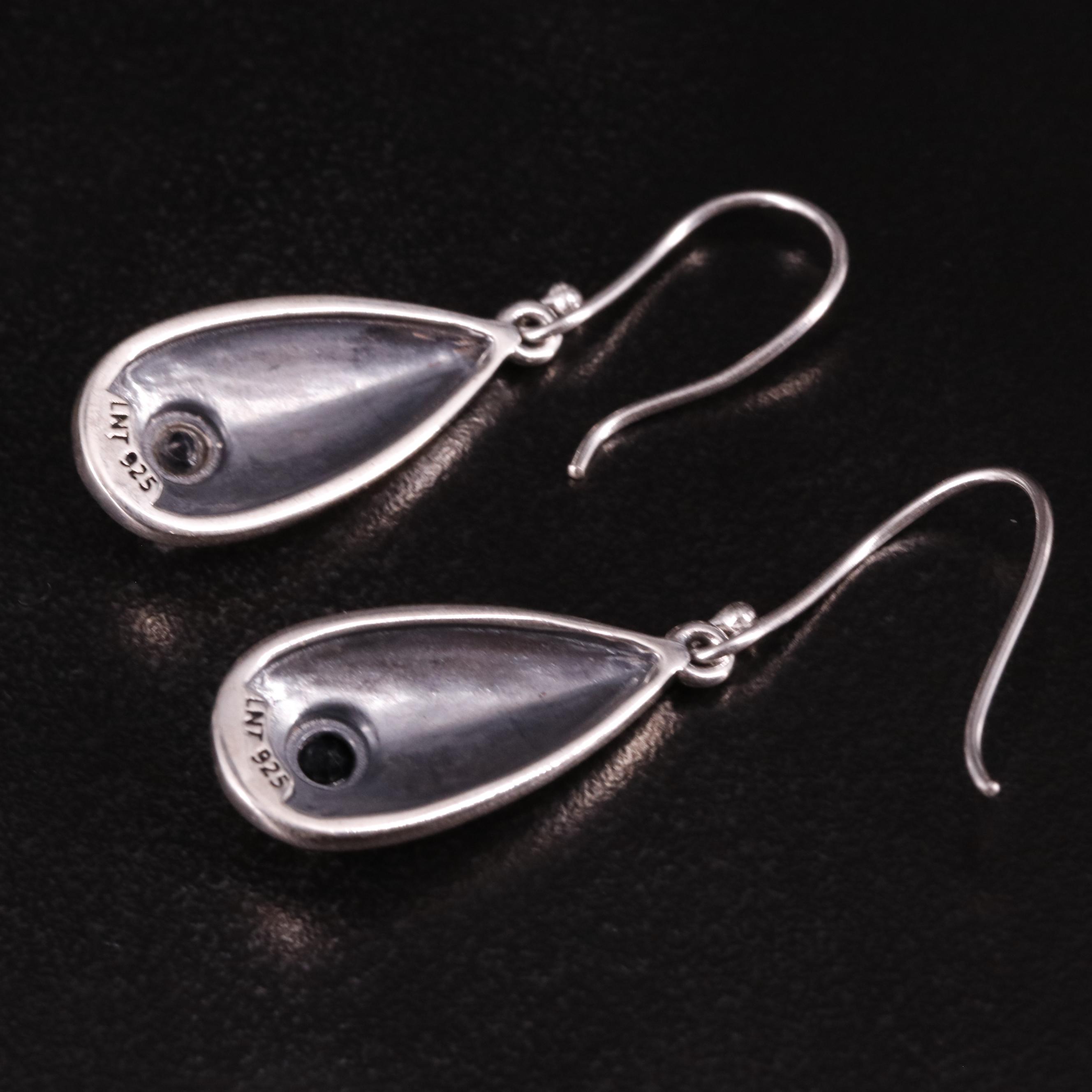 Bali Inspired Sterling and Sapphire Drop Earrings