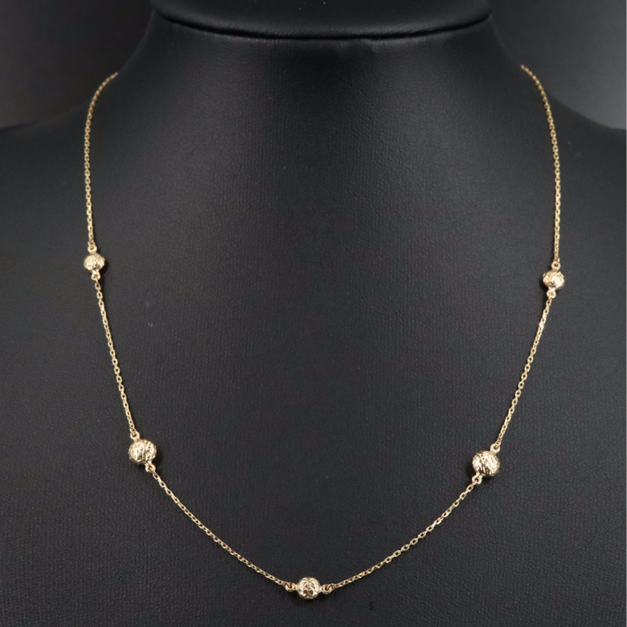 14K Stationary Beads Necklace