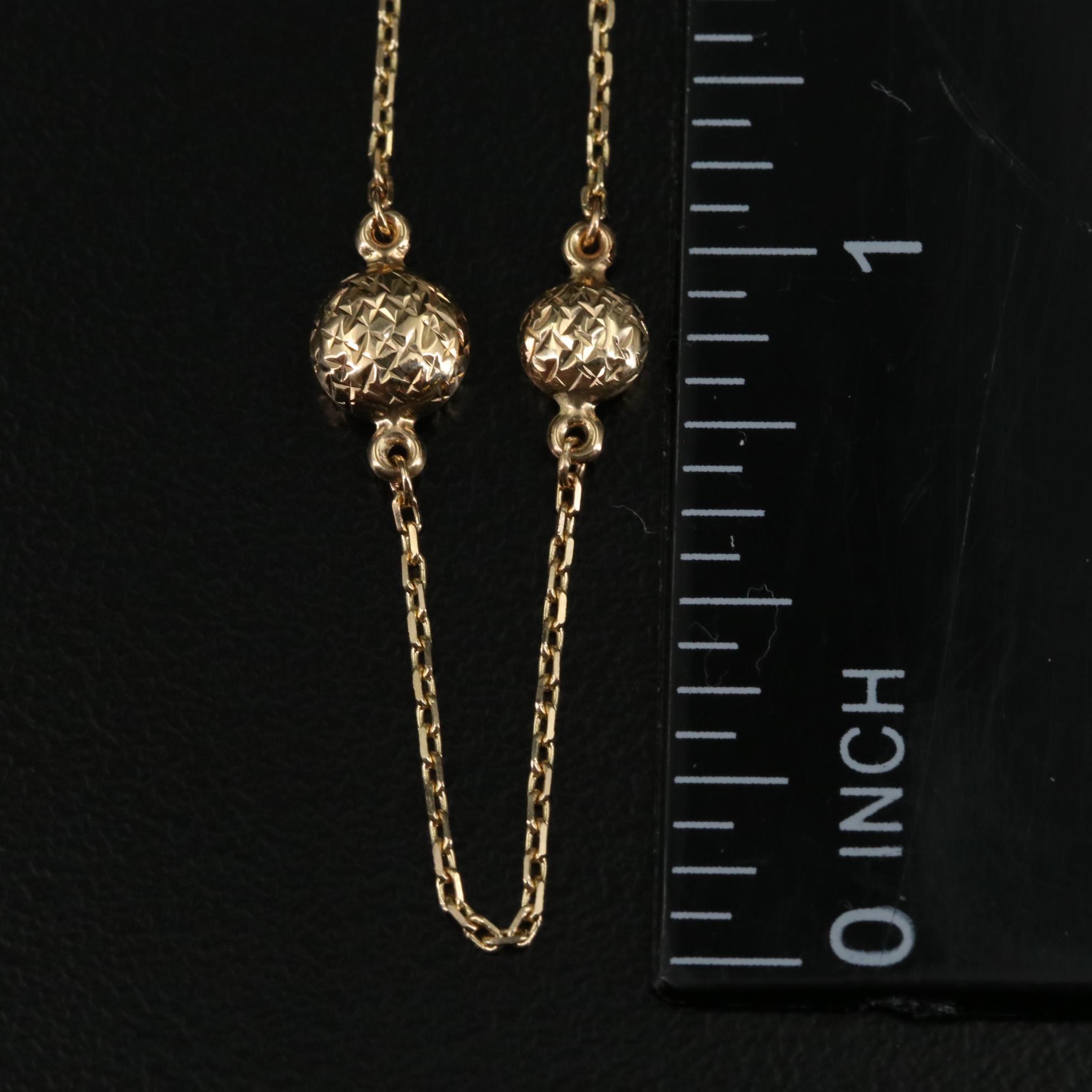 14K Stationary Beads Necklace