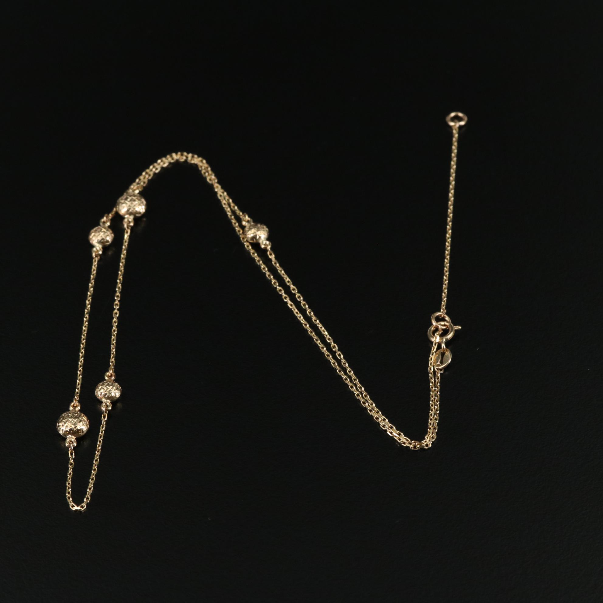 14K Stationary Beads Necklace