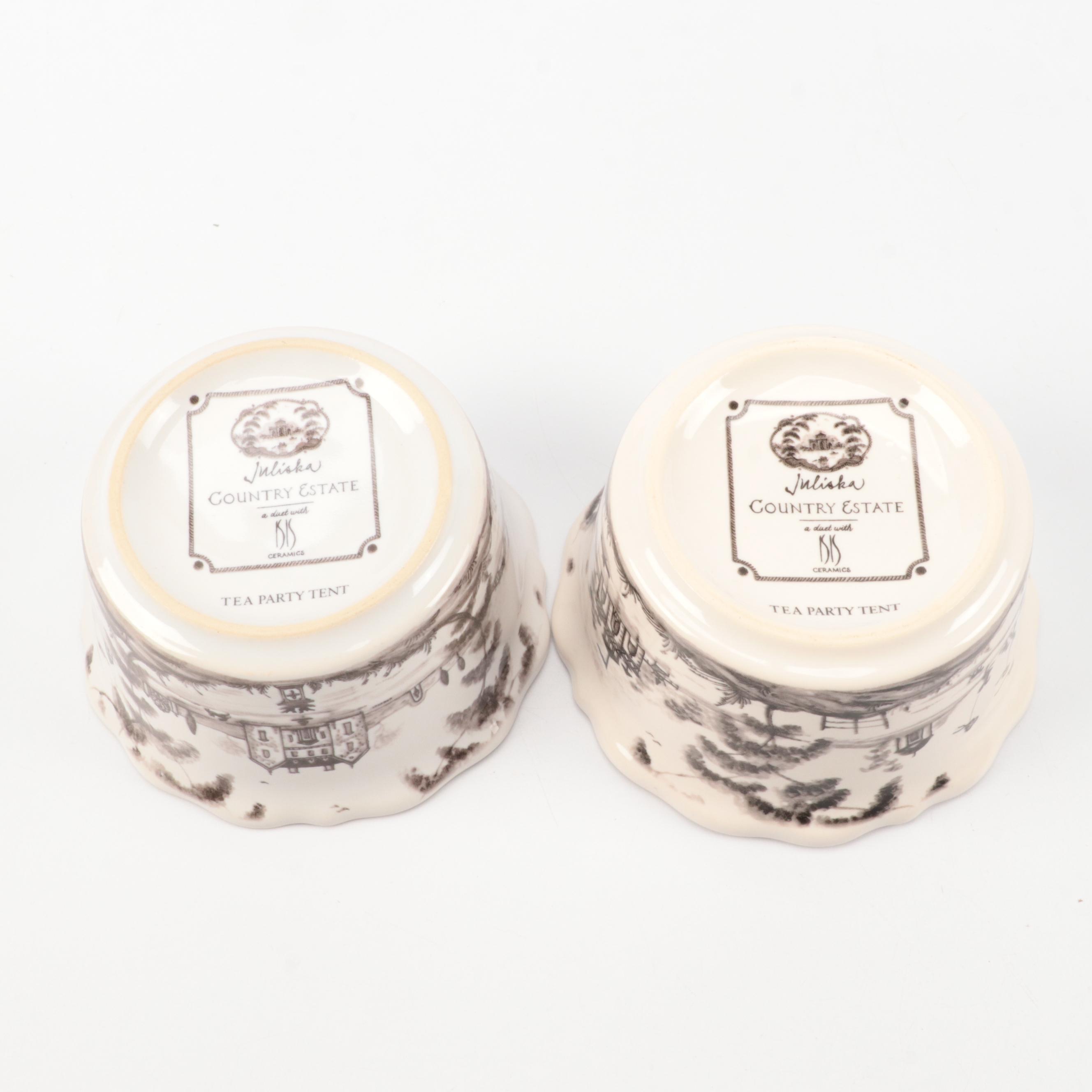 Isis and Juliska Ceramics Country Estate Creamer and Bowls with Micro Mosaic Box