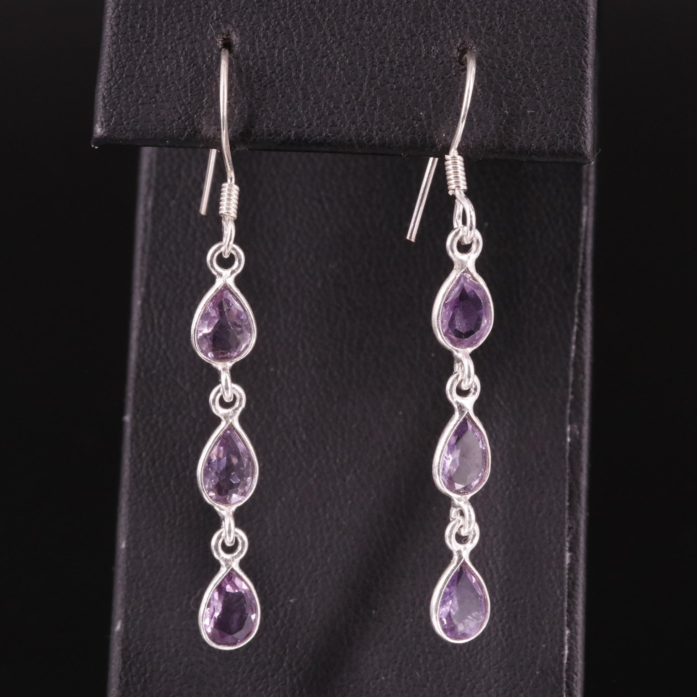 Sterling Amethyst Drop Earrings