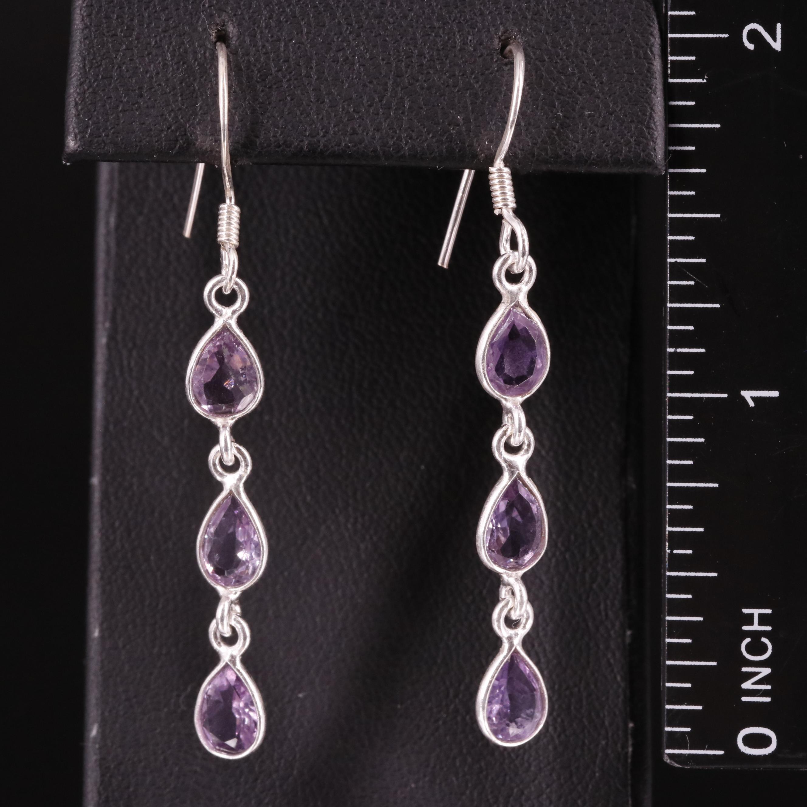 Sterling Amethyst Drop Earrings