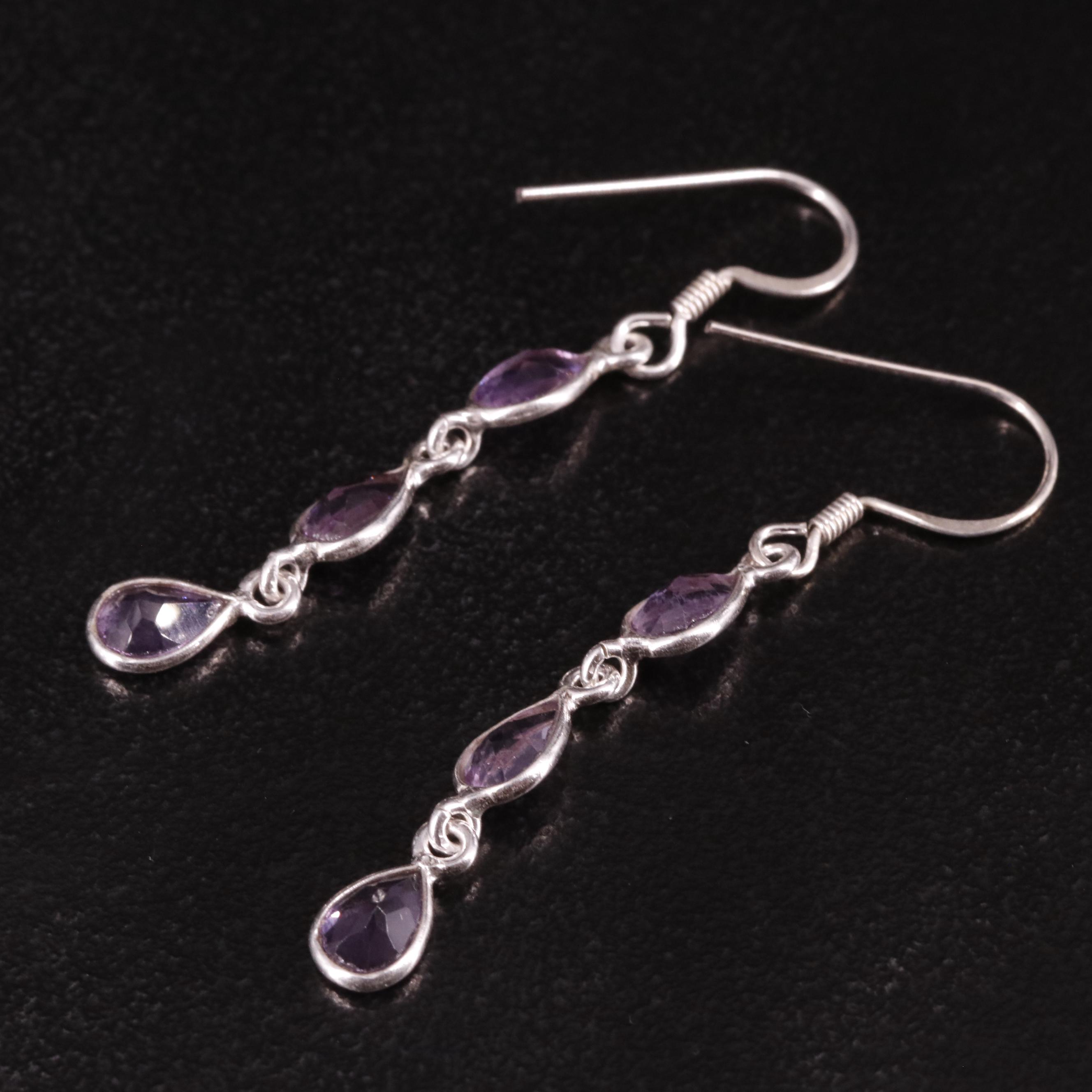 Sterling Amethyst Drop Earrings