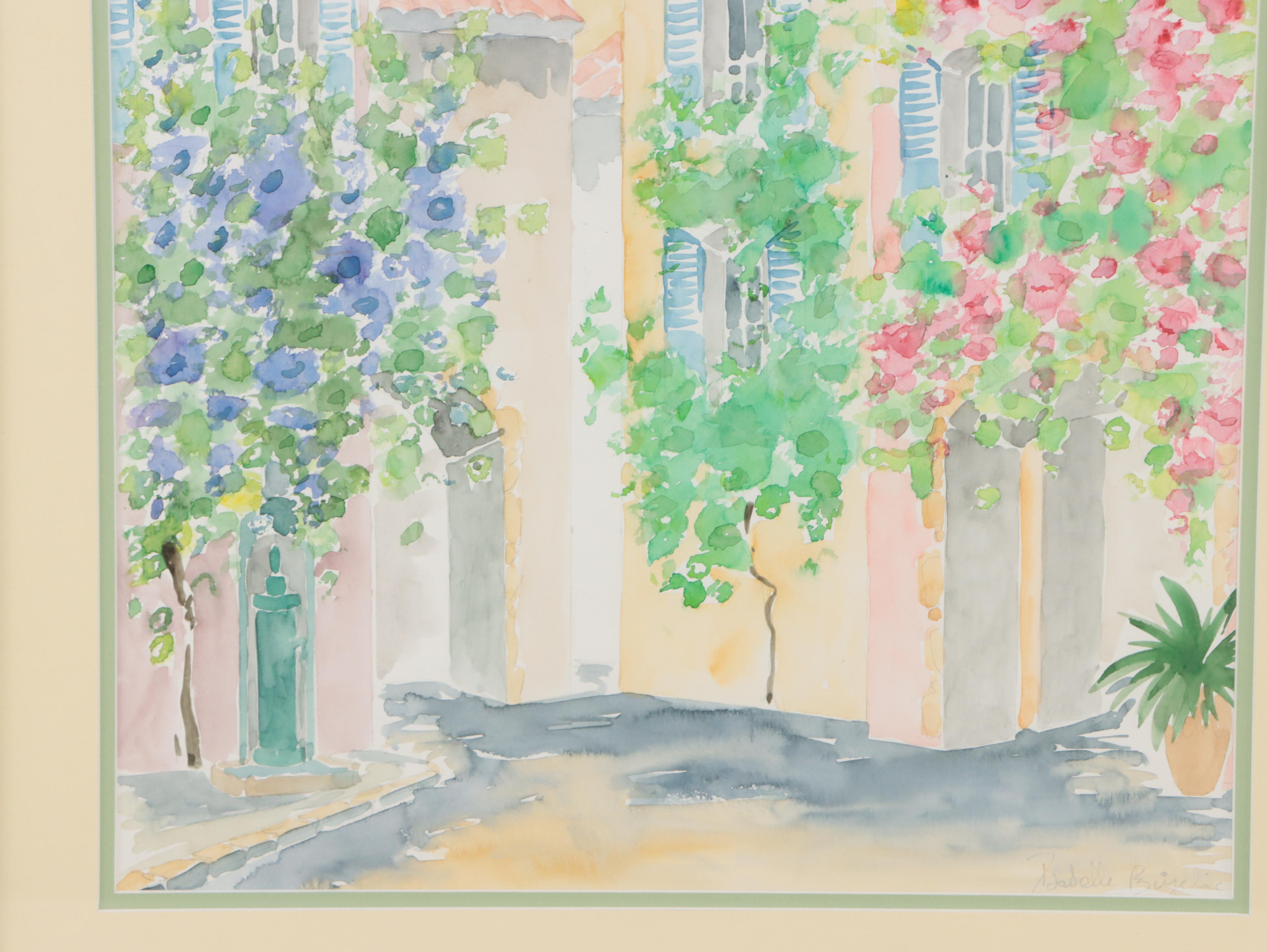 Isabelle Bijelic Watercolor Painting of a Street Scene, 21st Century