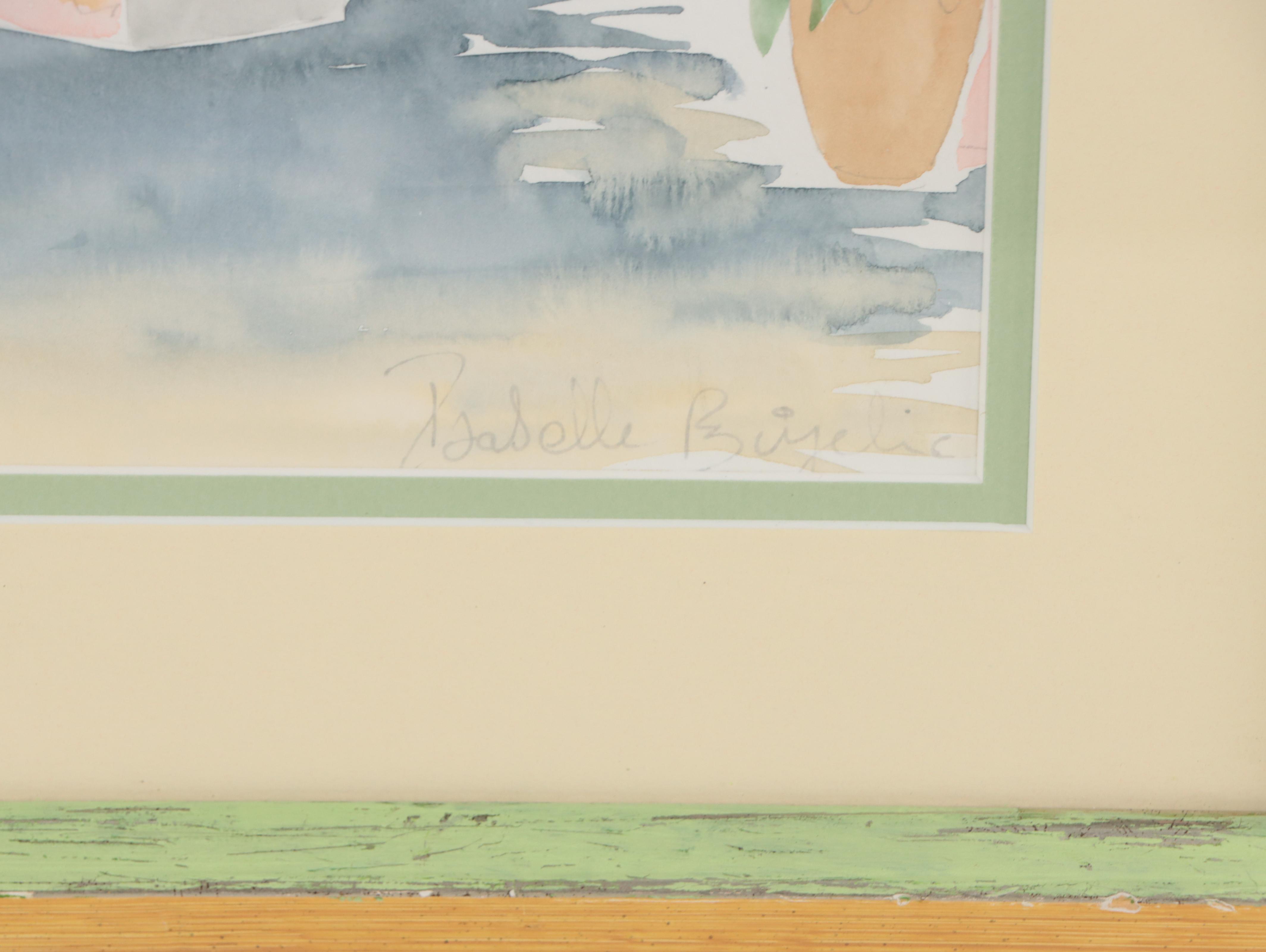 Isabelle Bijelic Watercolor Painting of a Street Scene, 21st Century