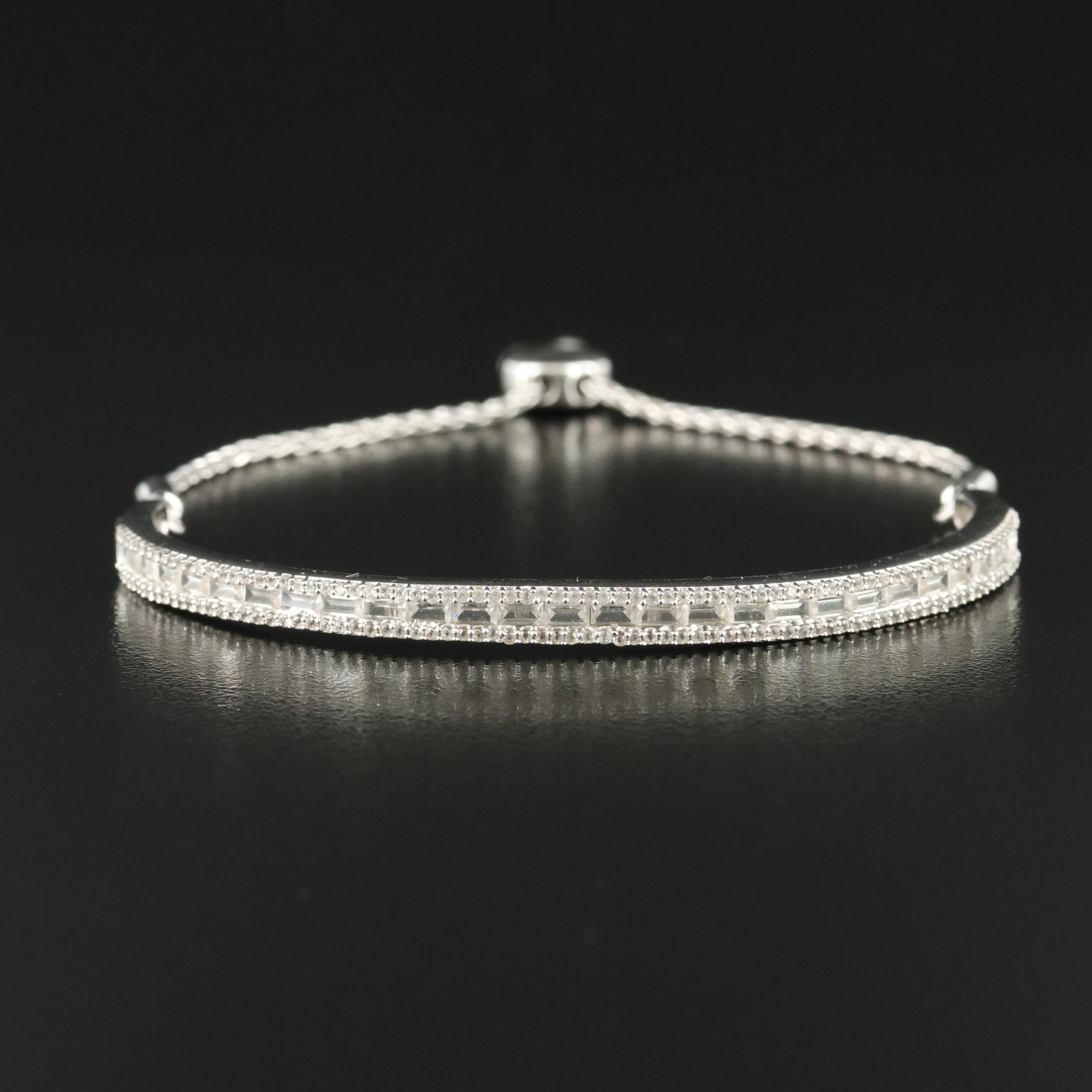 Sterling Sapphire Curved Bar Bolo Bracelet