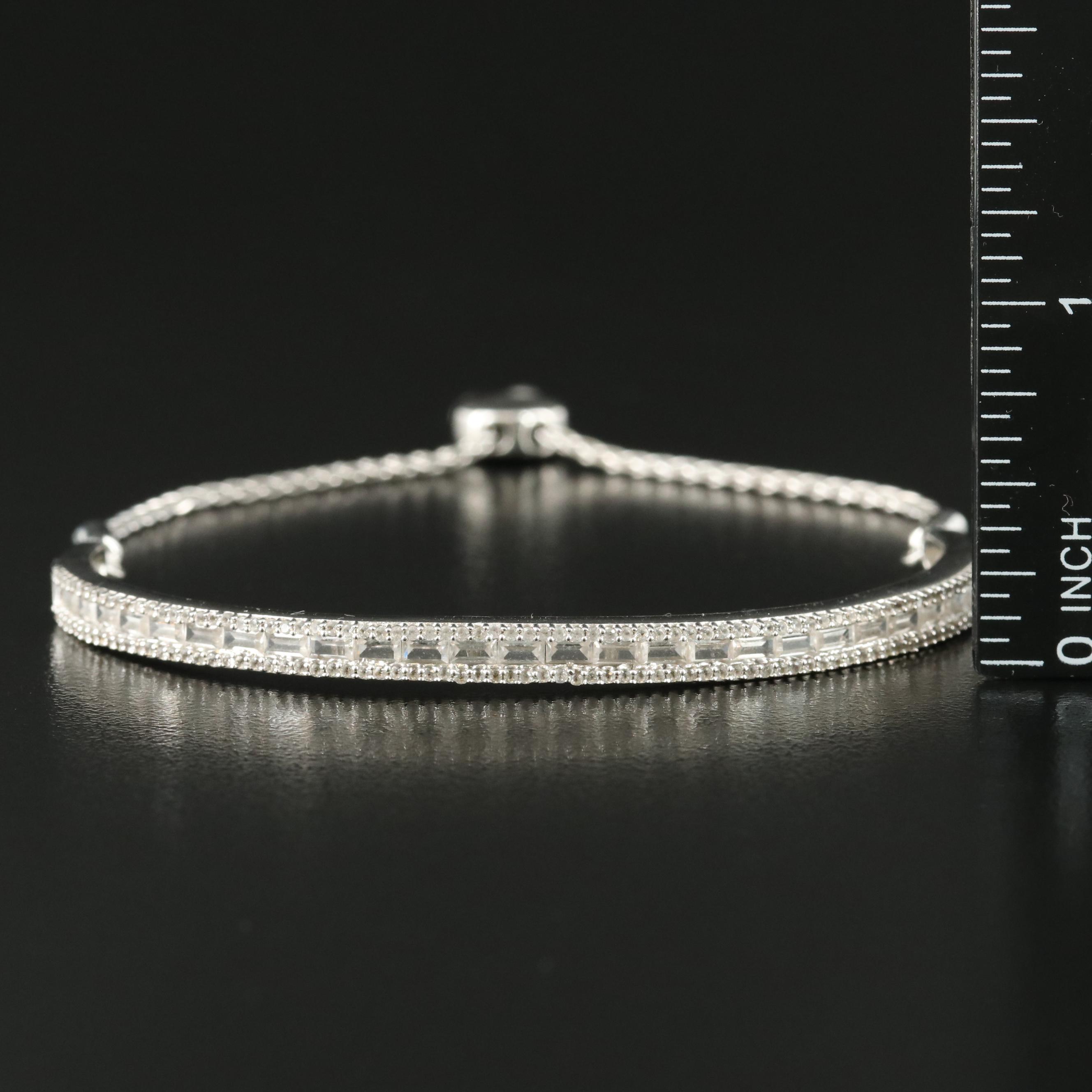 Sterling Sapphire Curved Bar Bolo Bracelet