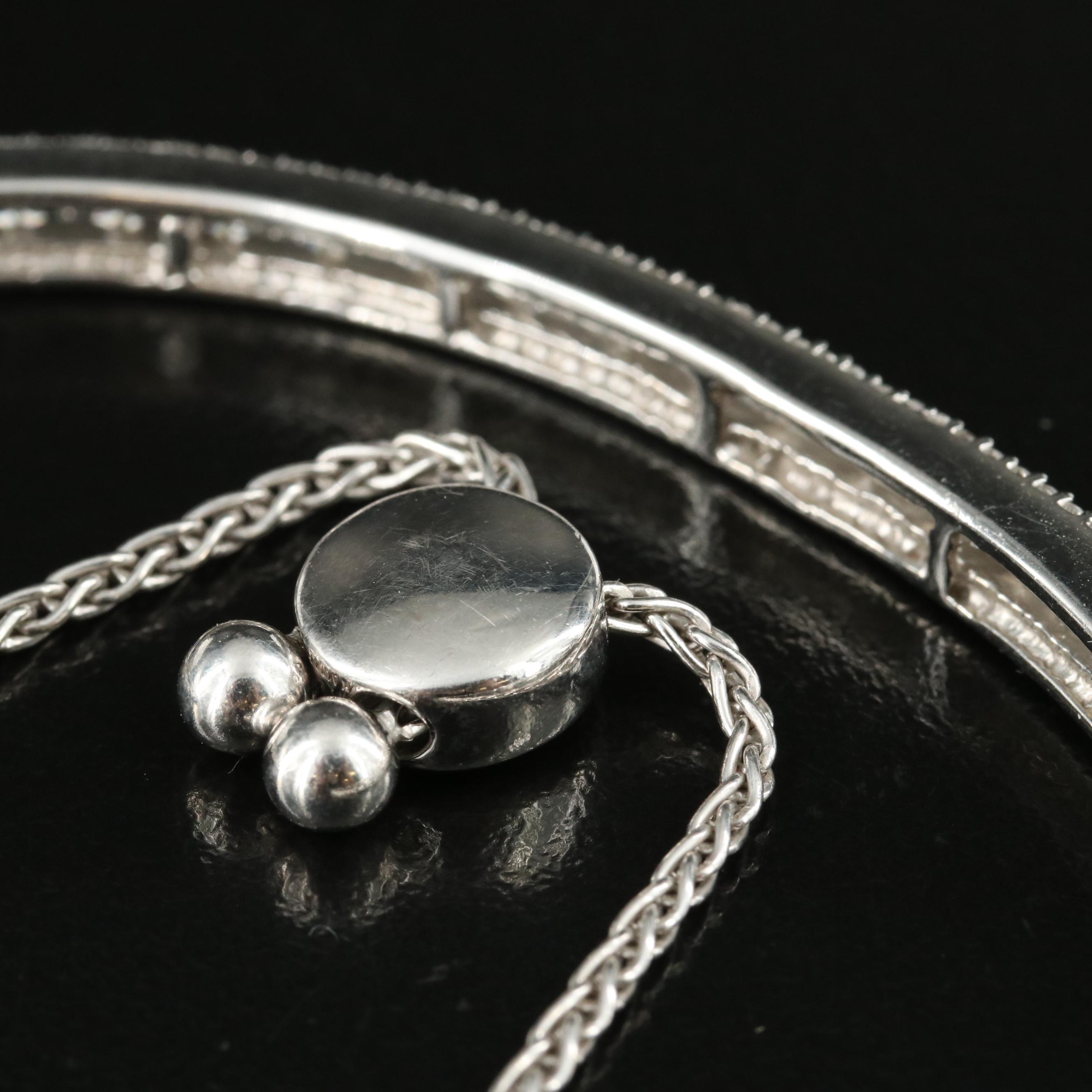 Sterling Sapphire Curved Bar Bolo Bracelet