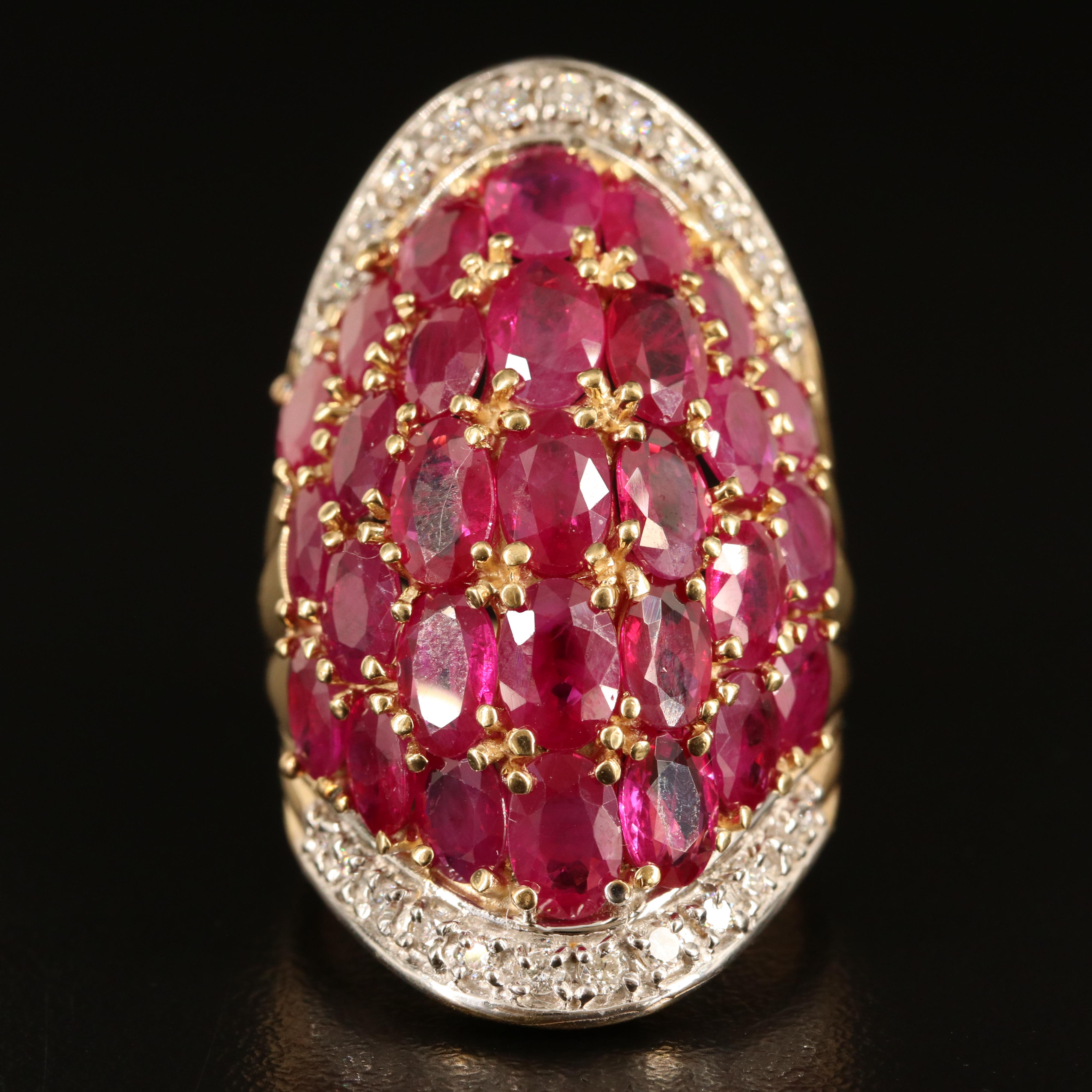 14K Ruby and Diamond Dome Ring
