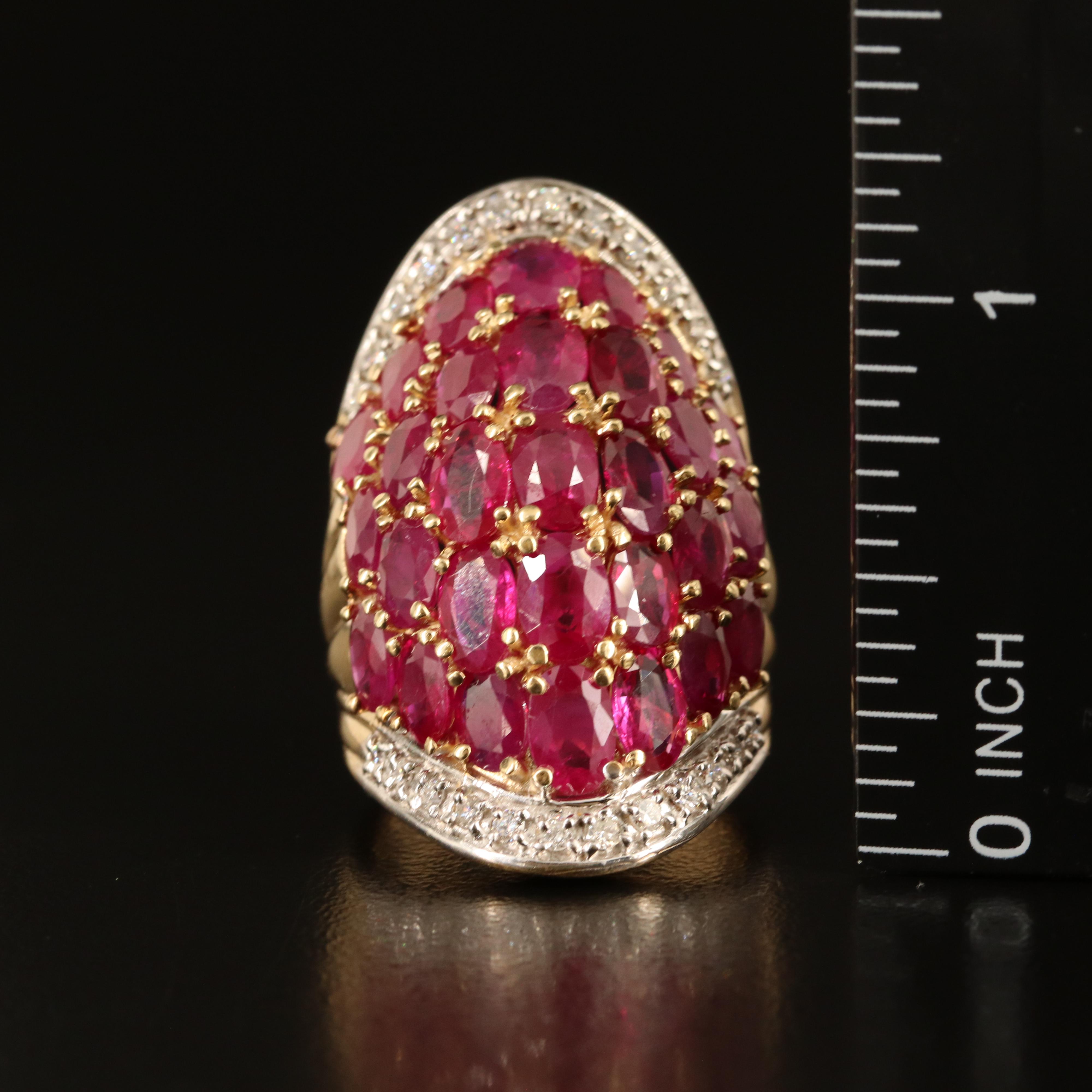 14K Ruby and Diamond Dome Ring