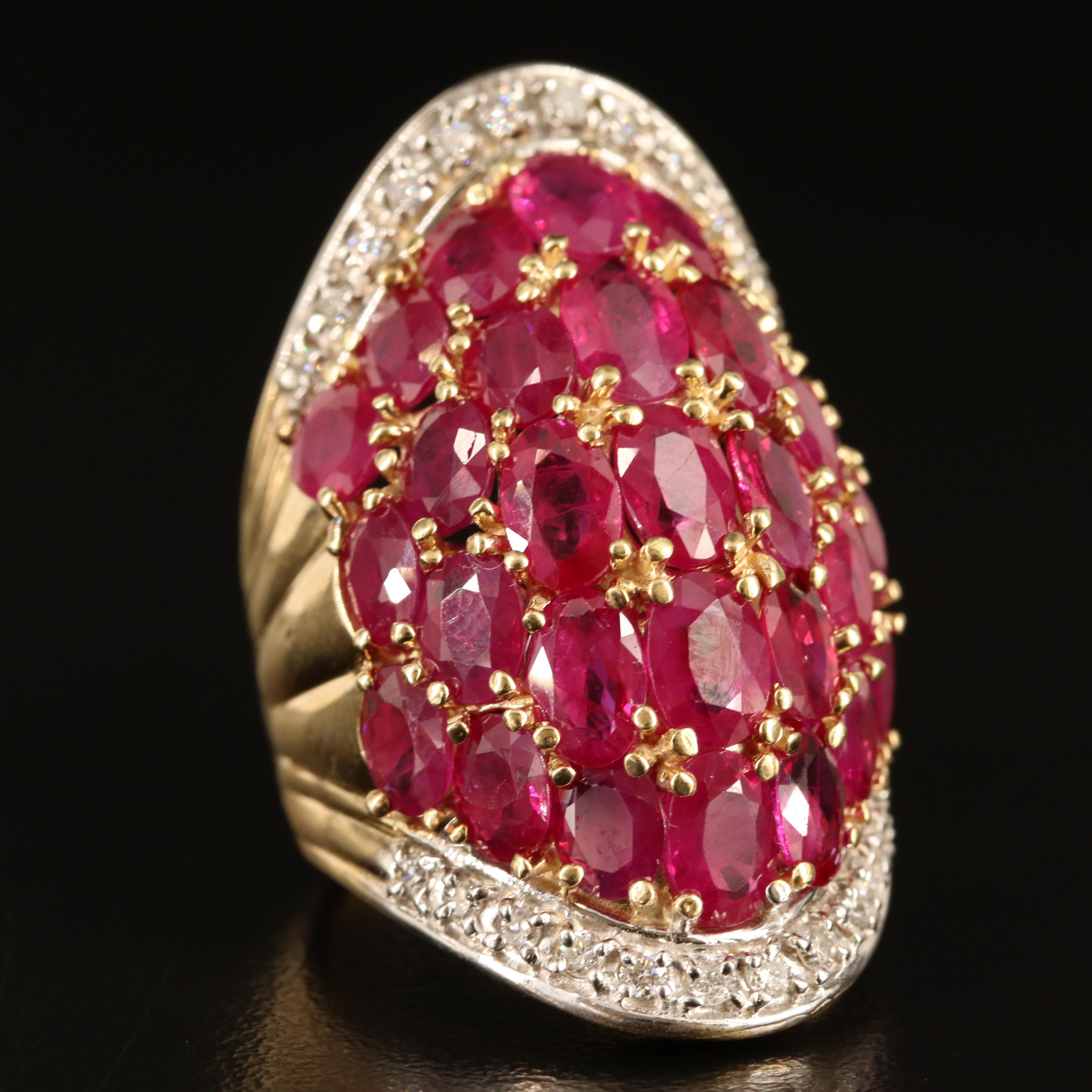 14K Ruby and Diamond Dome Ring