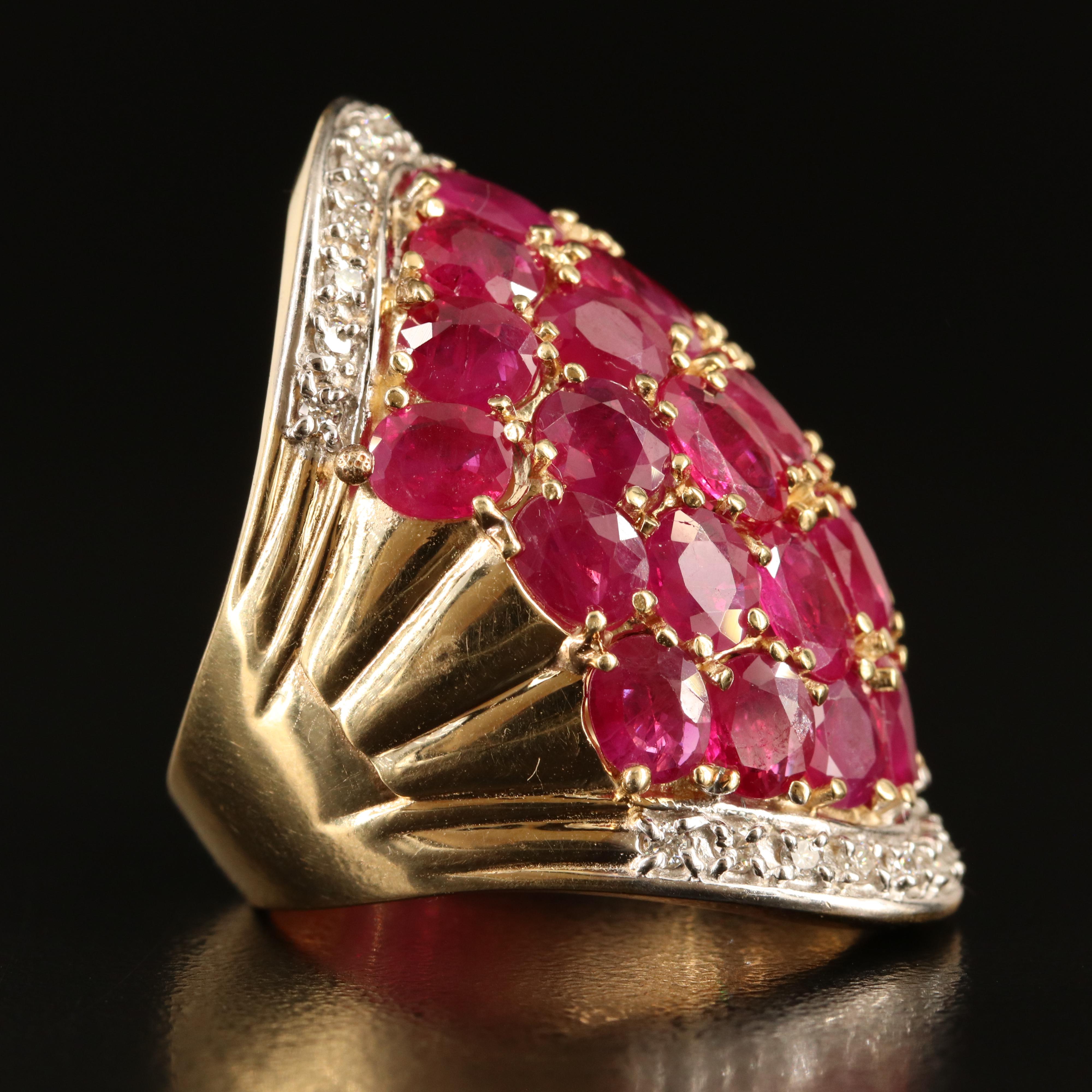 14K Ruby and Diamond Dome Ring
