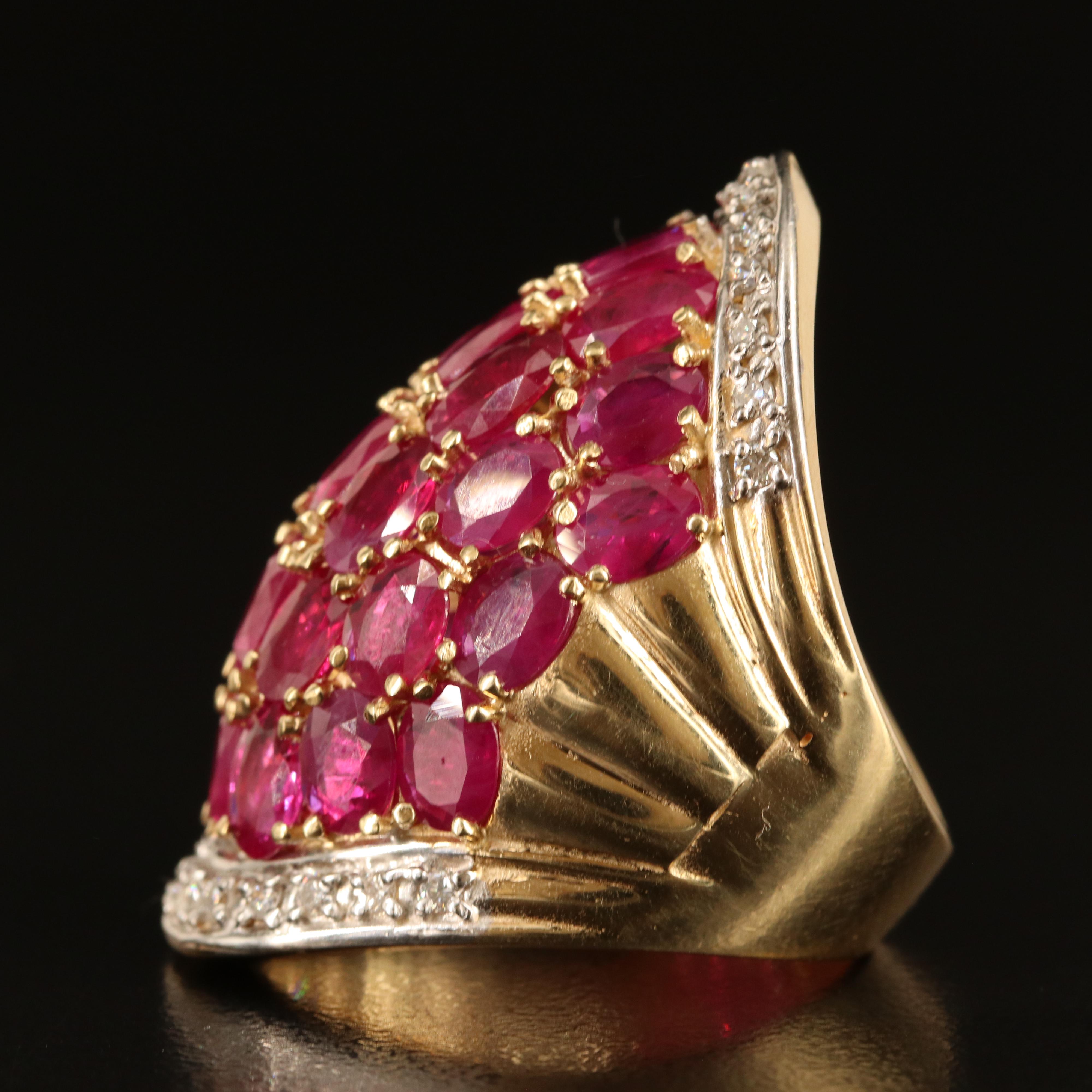 14K Ruby and Diamond Dome Ring