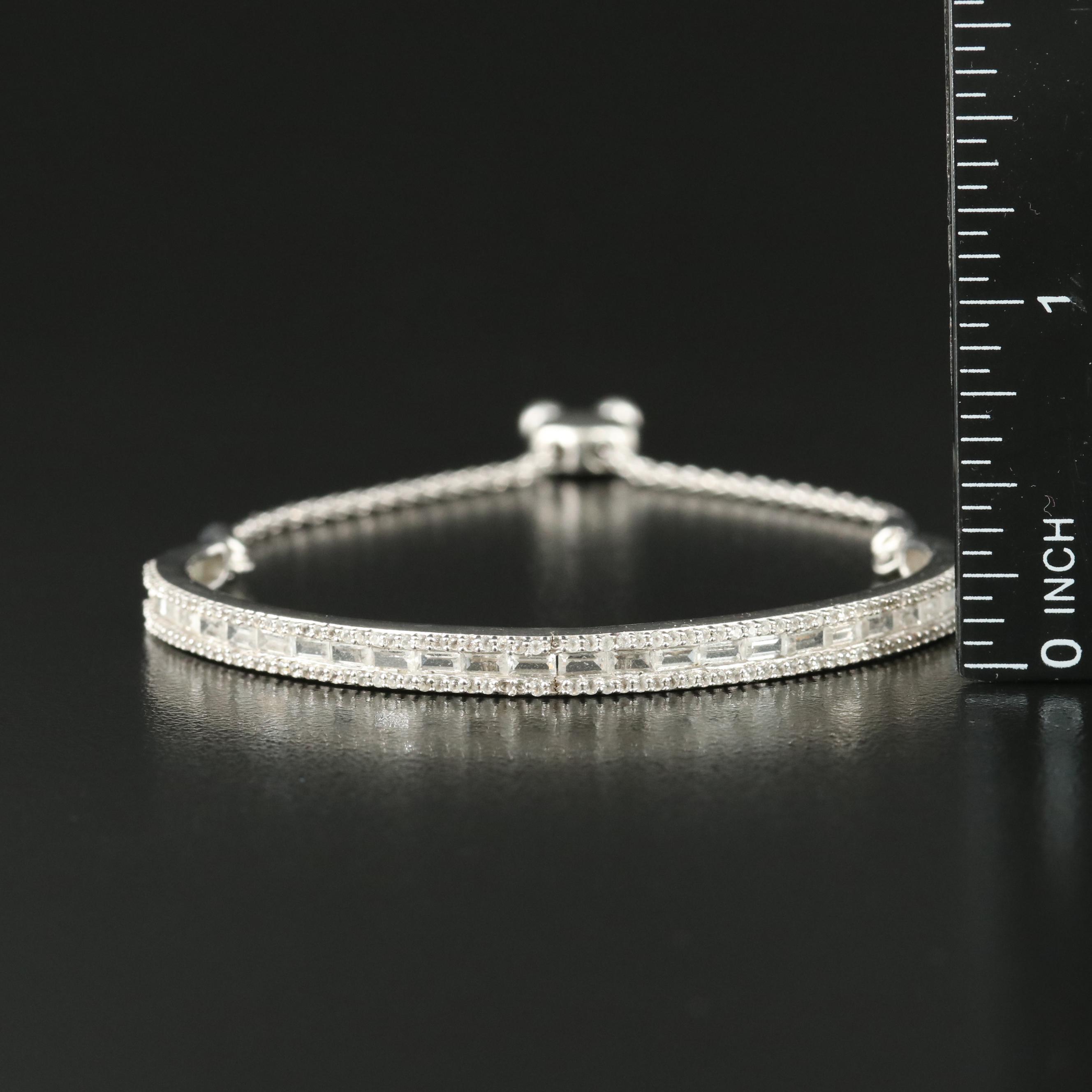 Sterling Sapphire Curved Bar Bolo Bracelet