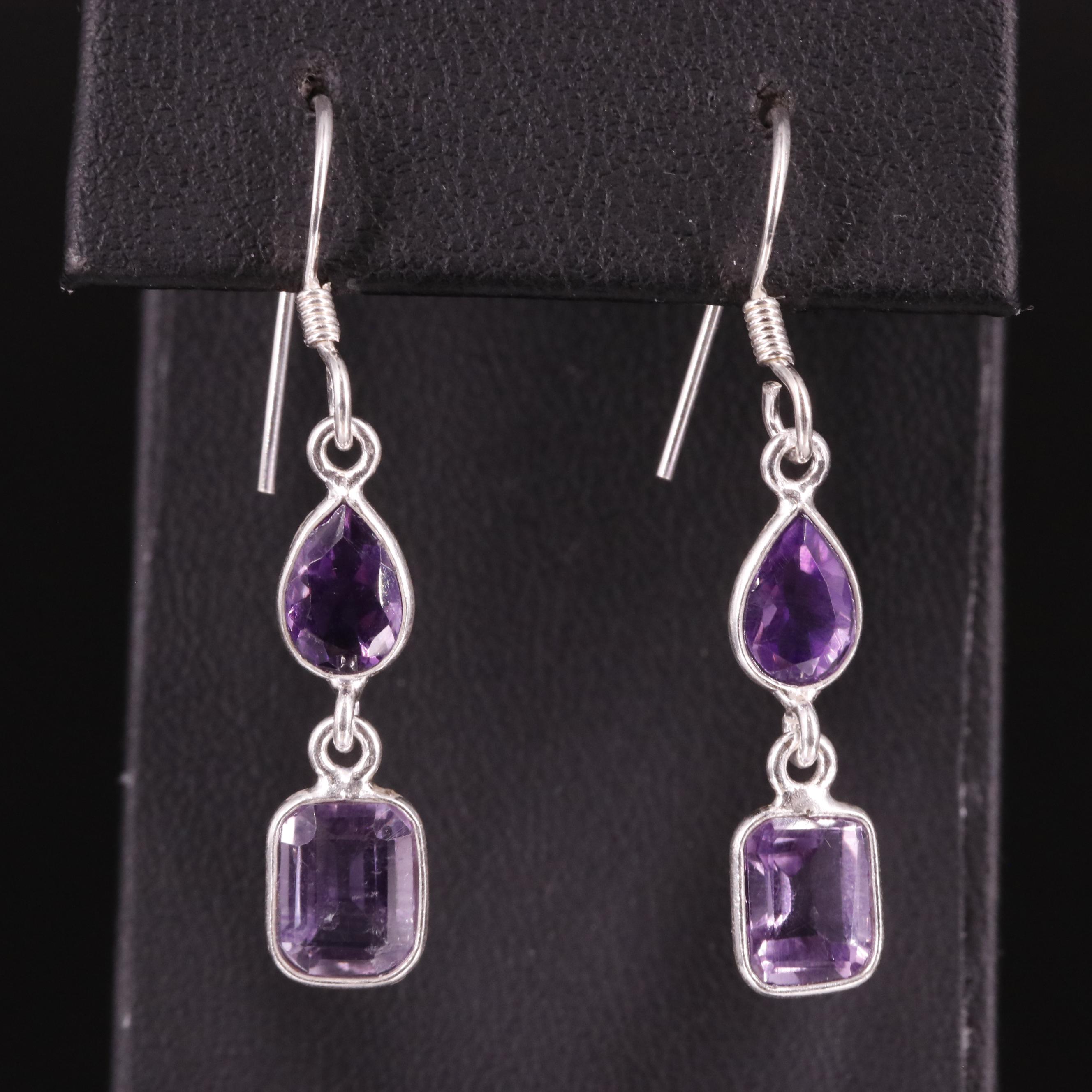 Sterling Amethyst Drop Earrings