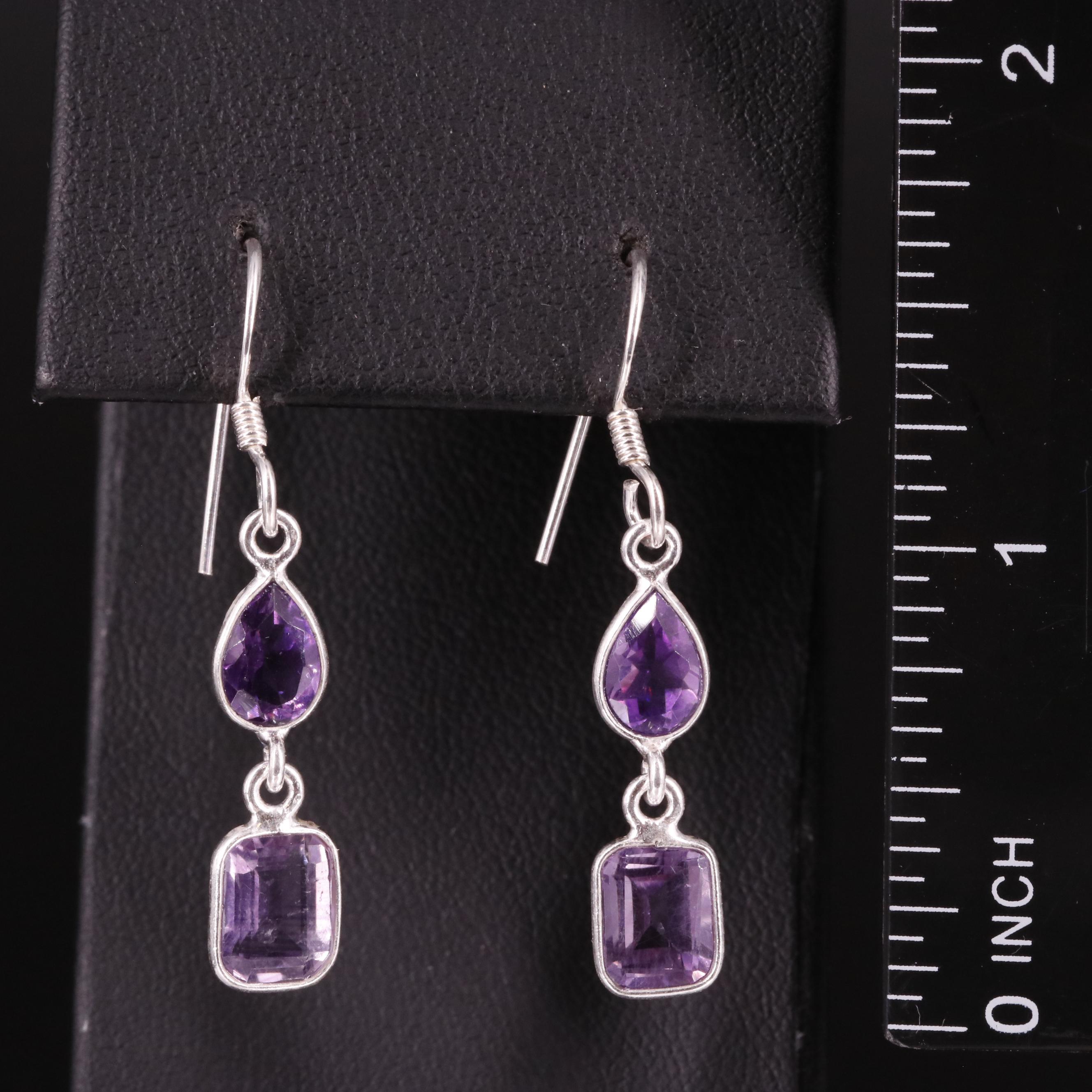 Sterling Amethyst Drop Earrings