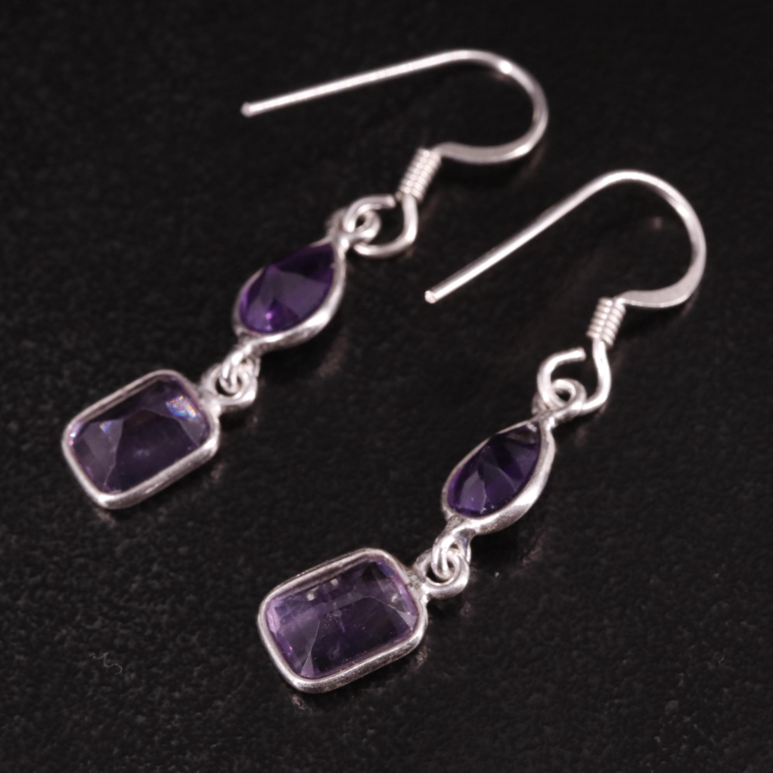 Sterling Amethyst Drop Earrings