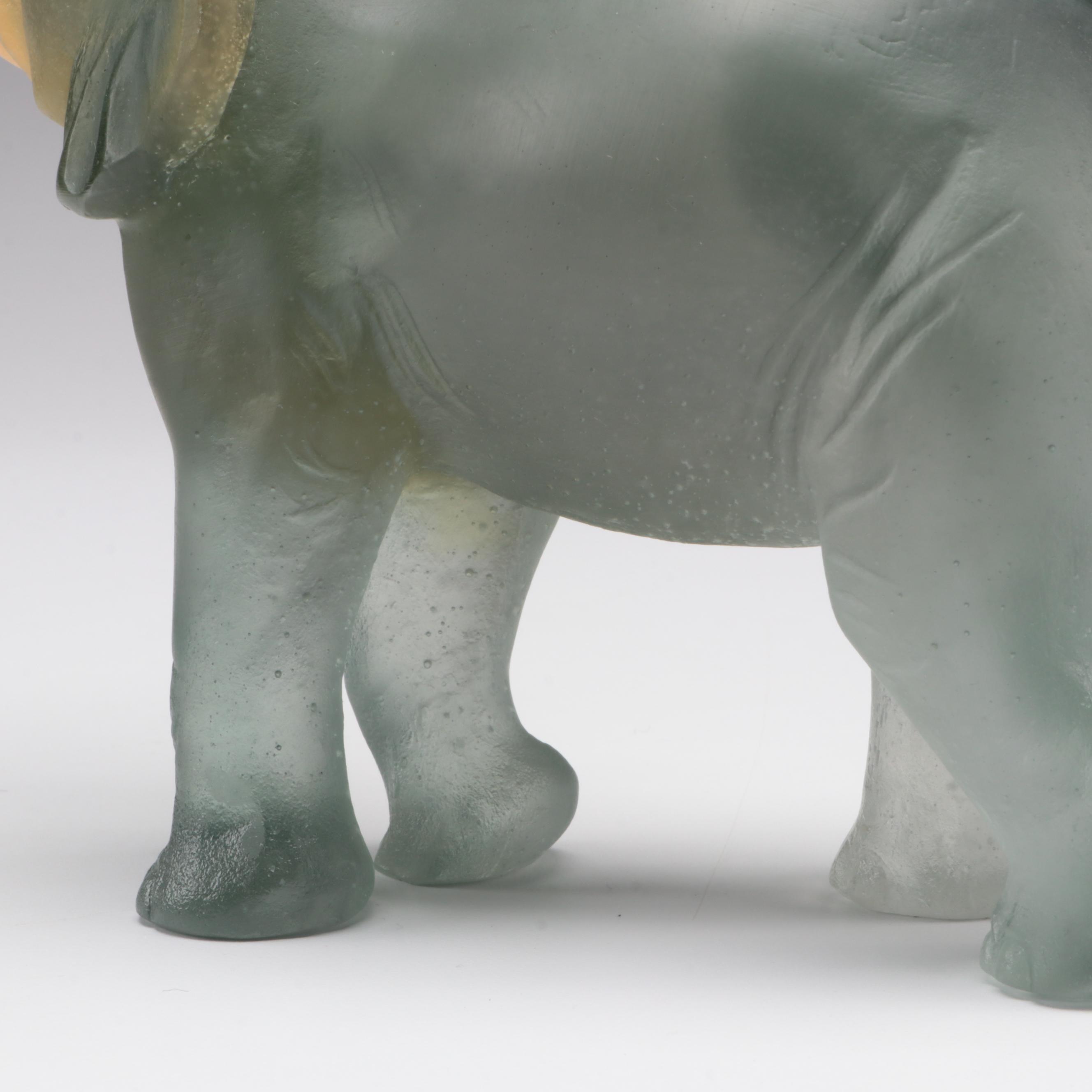 Daum Pâte de Verre Glass Elephant Figure with Box