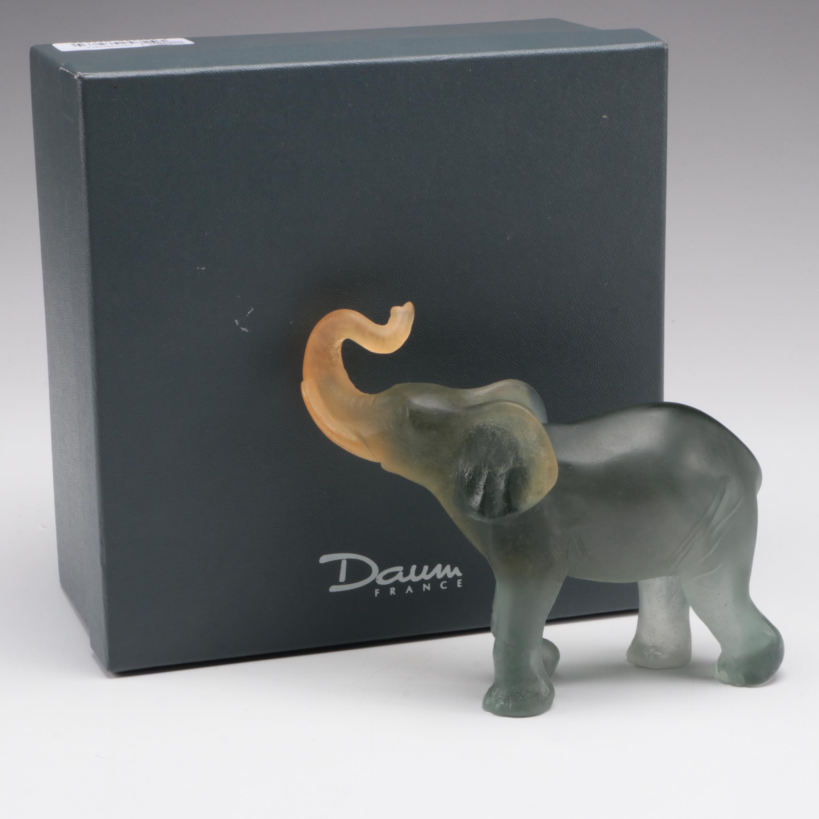 Daum Pâte de Verre Glass Elephant Figure with Box