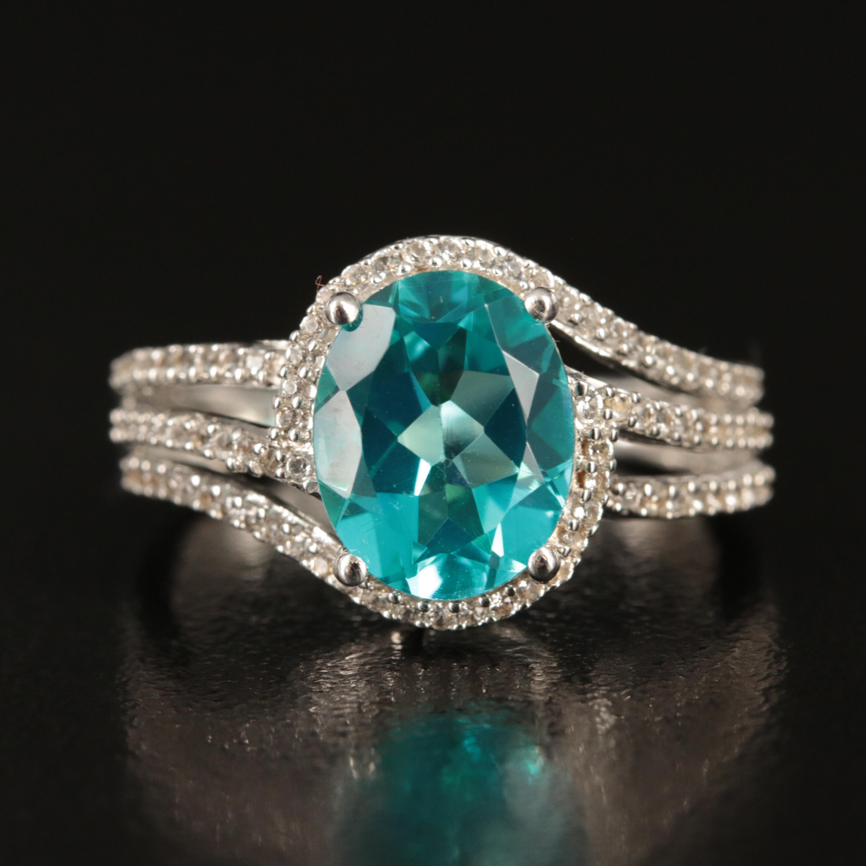 Sterling Topaz and Sapphire Ring