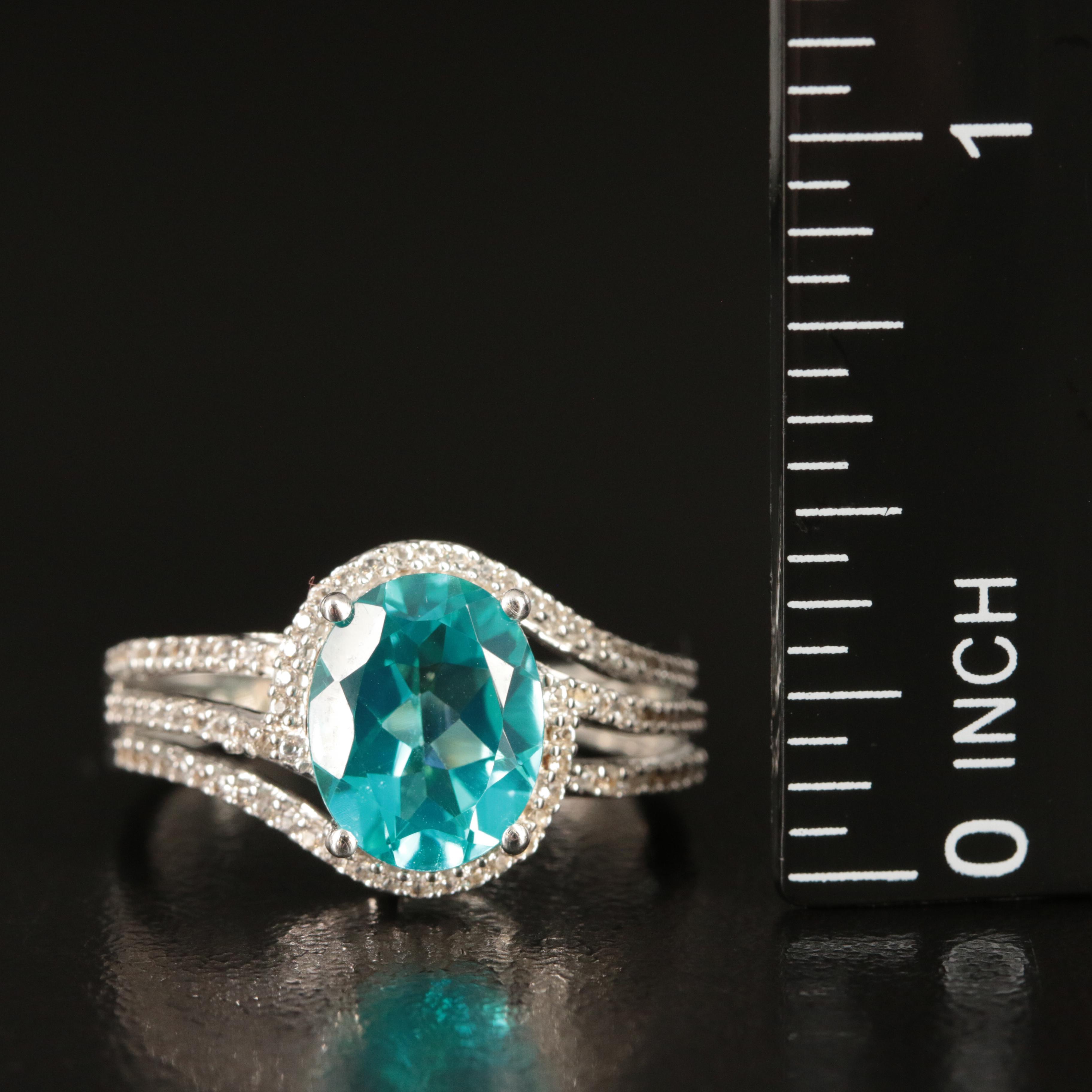 Sterling Topaz and Sapphire Ring