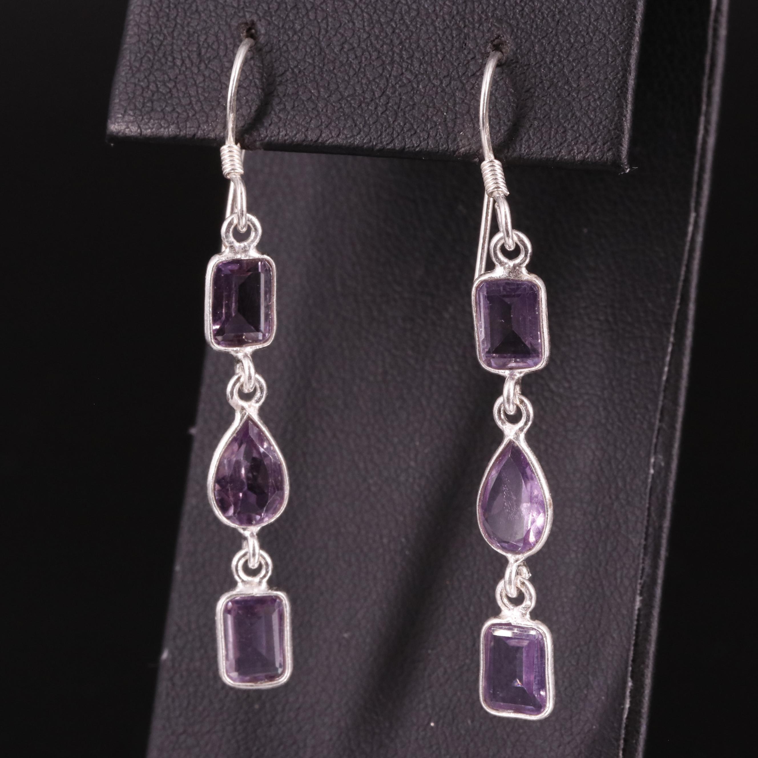 Sterling Amethyst Drop Earrings