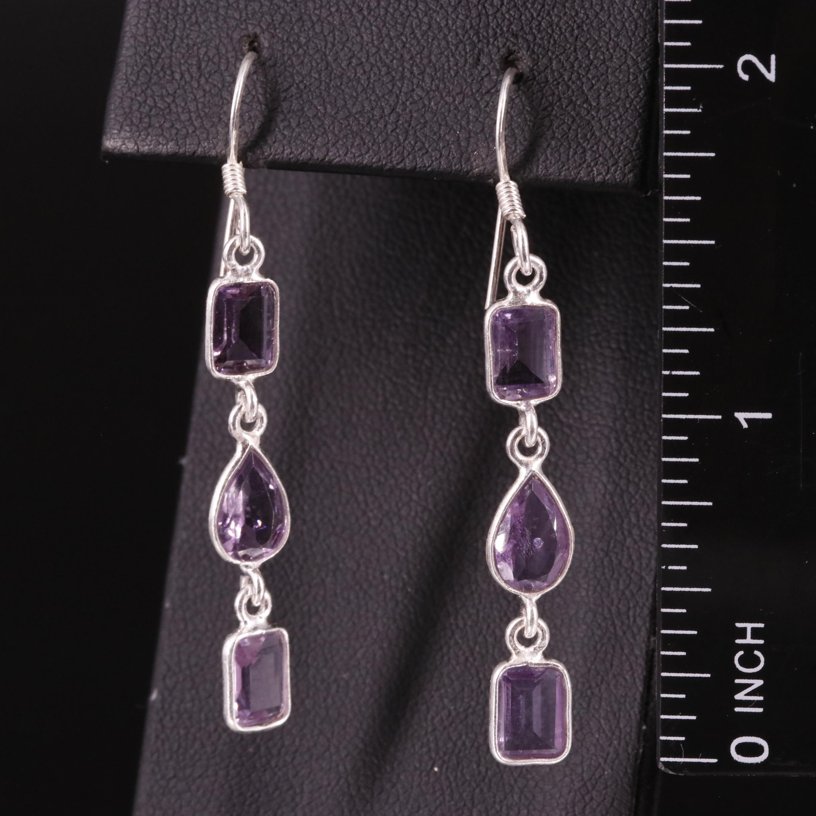 Sterling Amethyst Drop Earrings