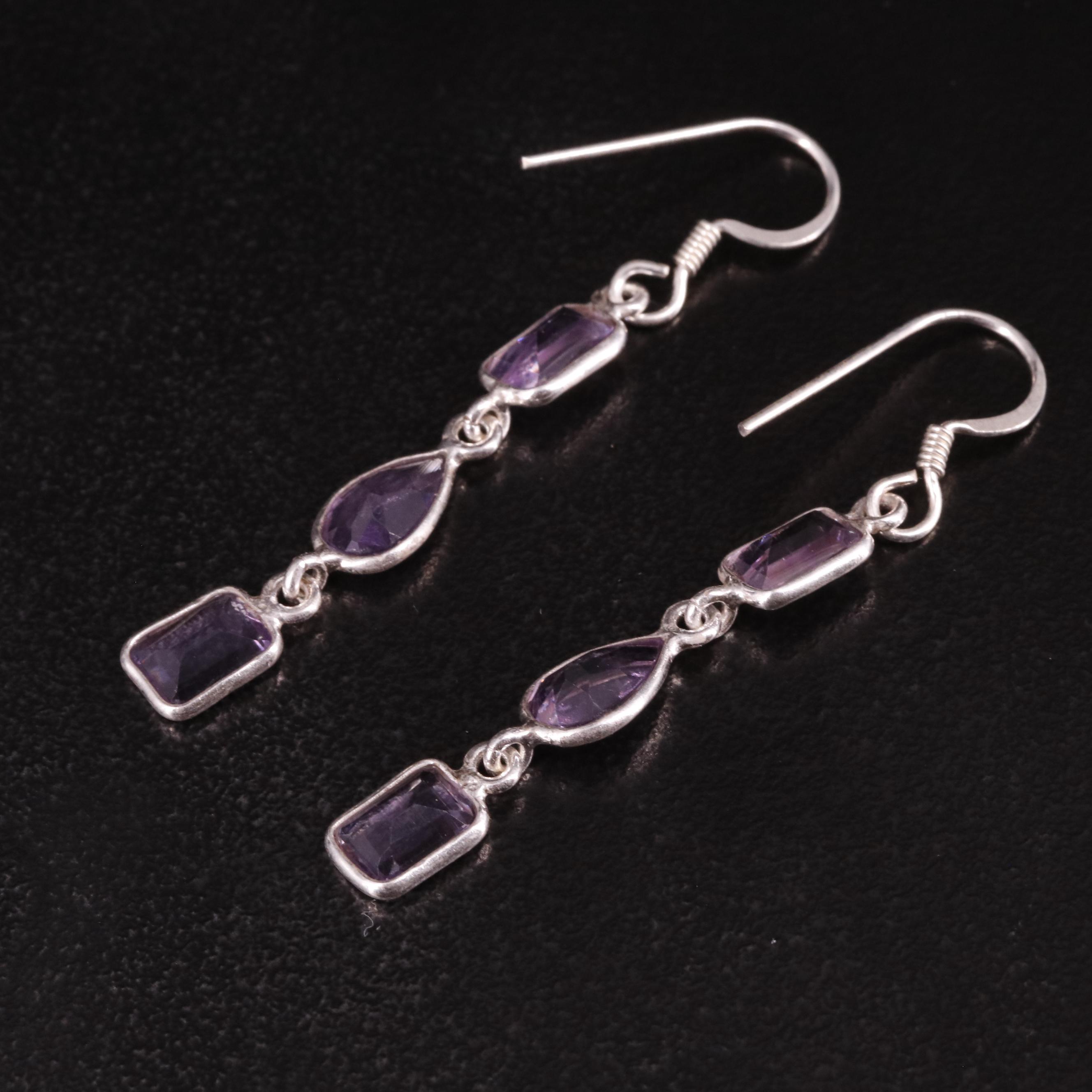 Sterling Amethyst Drop Earrings